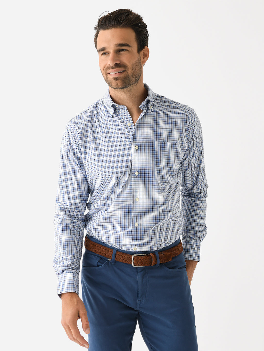 Peter Millar Crown Men's Albert Crown Lite Cotton-Stretch Sport Shirt - Saint Bernard