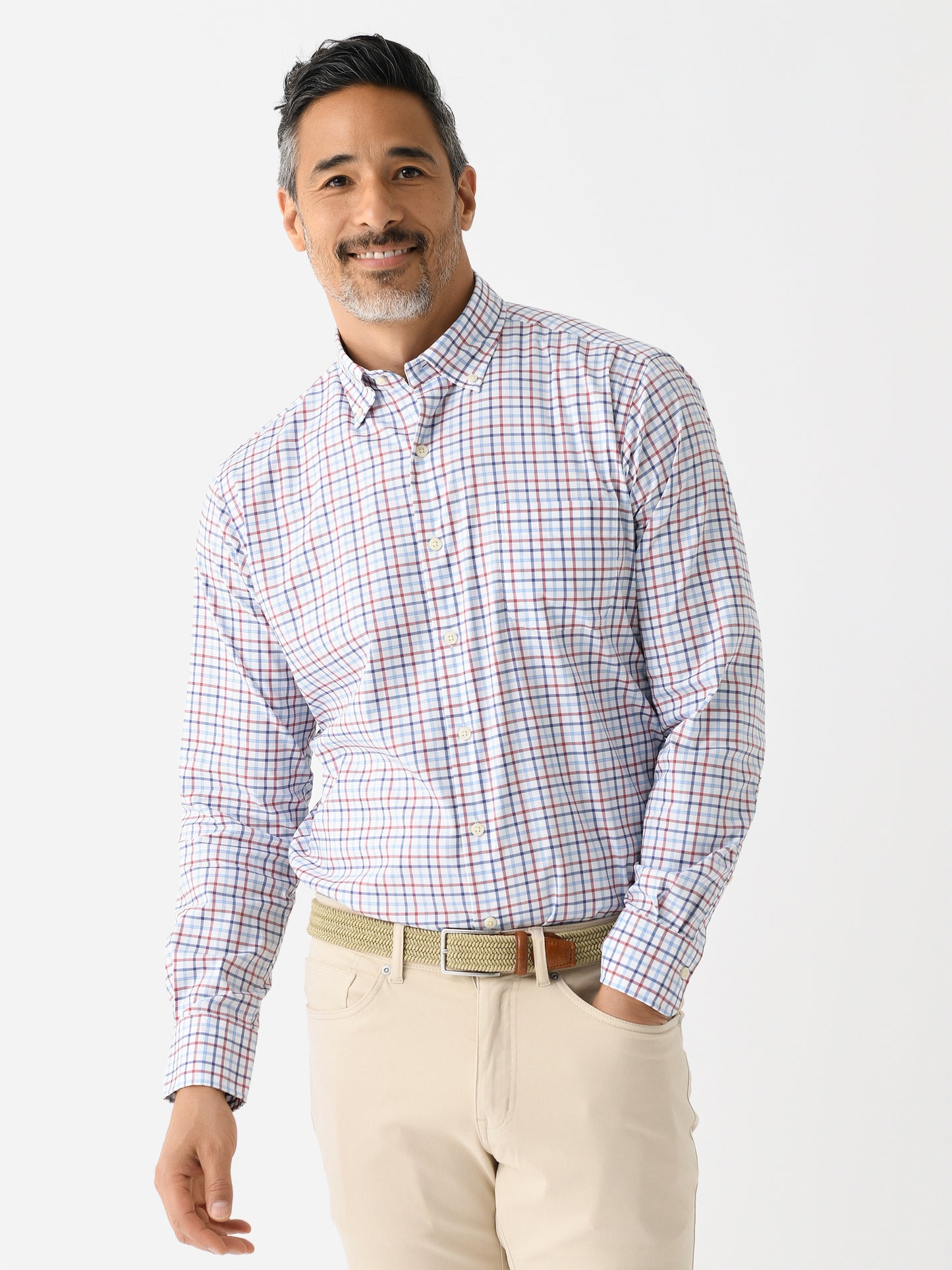 Peter Millar Crown Men's Calgary Crown Lite Cotton-Stretch Sport Shirt - Saint Bernard