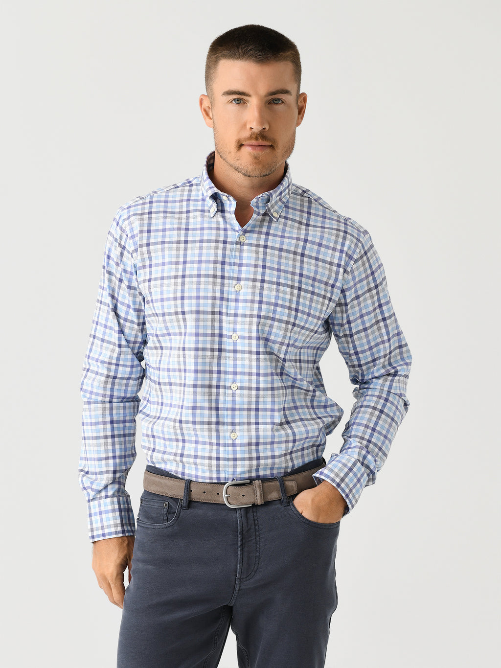 Peter Millar Crown Men's Chambly Crown Lite Cotton-Stretch Sport Shirt - Saint Bernard