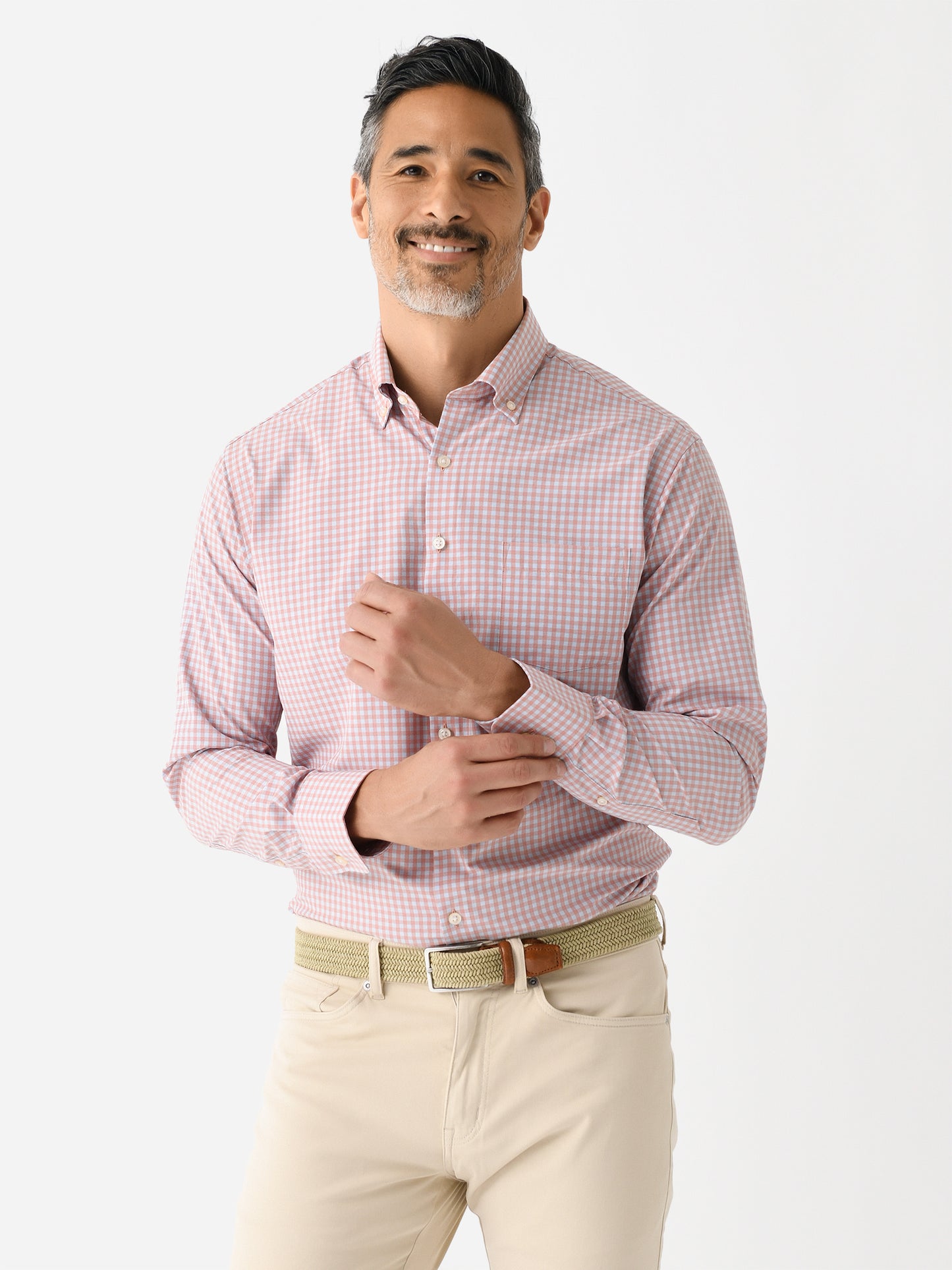 Peter Millar Crown Men's Murray Performance Poplin Sport Shirt - Saint Bernard