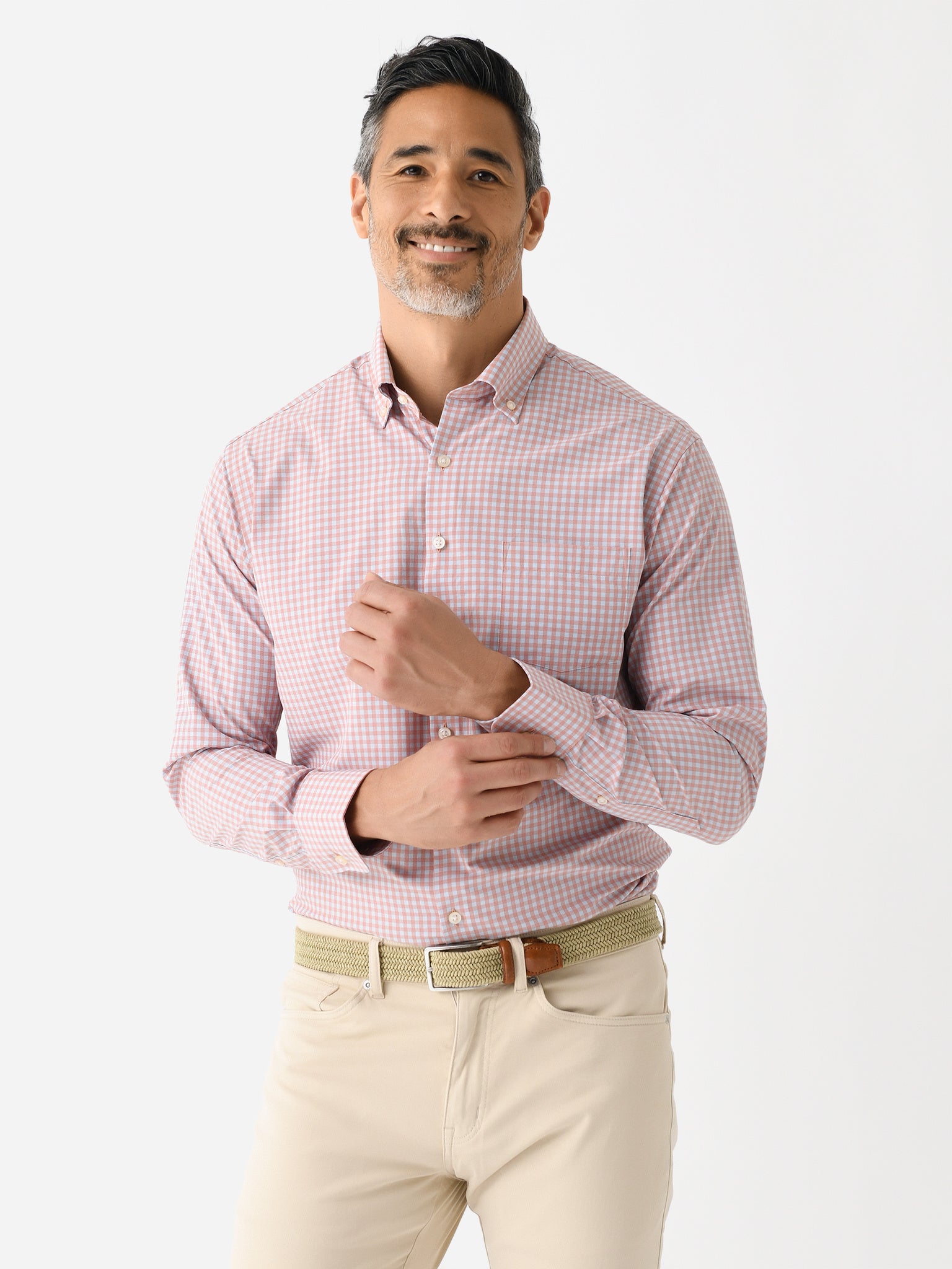 Peter Millar Crown Men's Murray Performance Poplin Sport Shirt - Saint Bernard