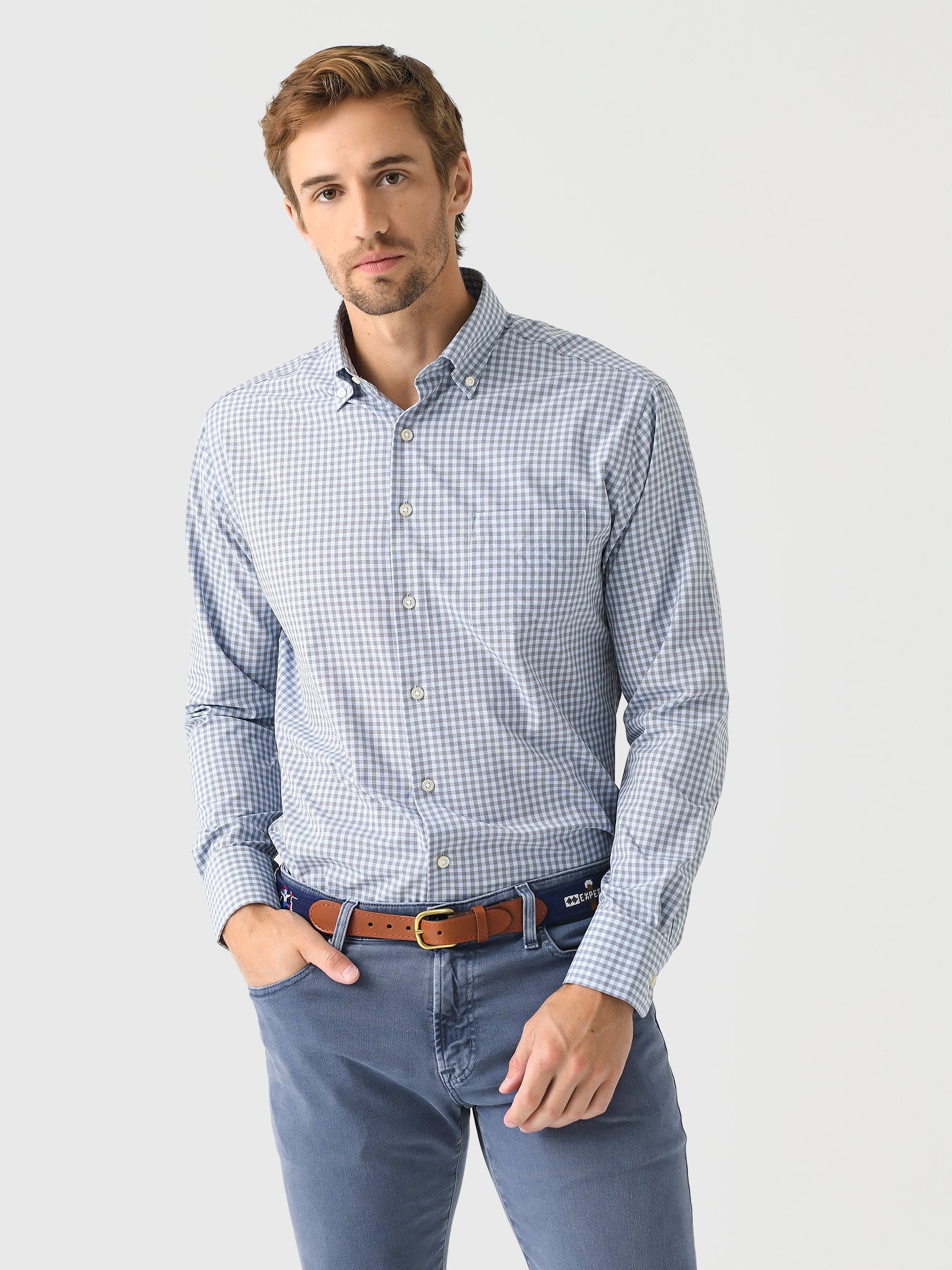 Peter Millar Crown Men's Murray Performance Poplin Sport Shirt - Saint Bernard