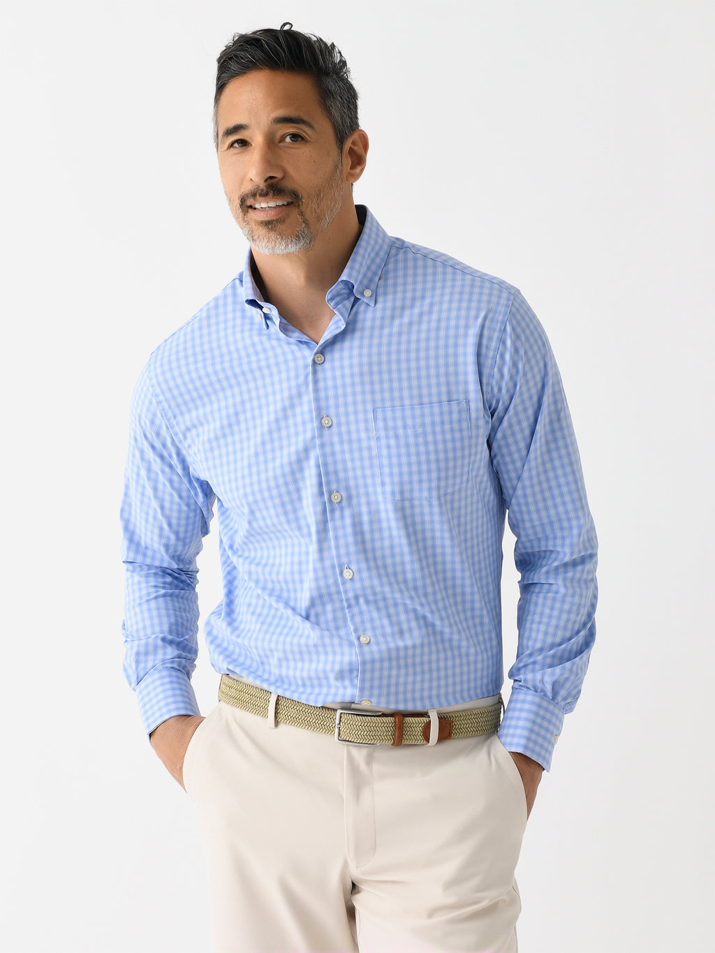 Peter Millar Crown Men's Hawkes Performance Twill Sport Shirt - Saint Bernard