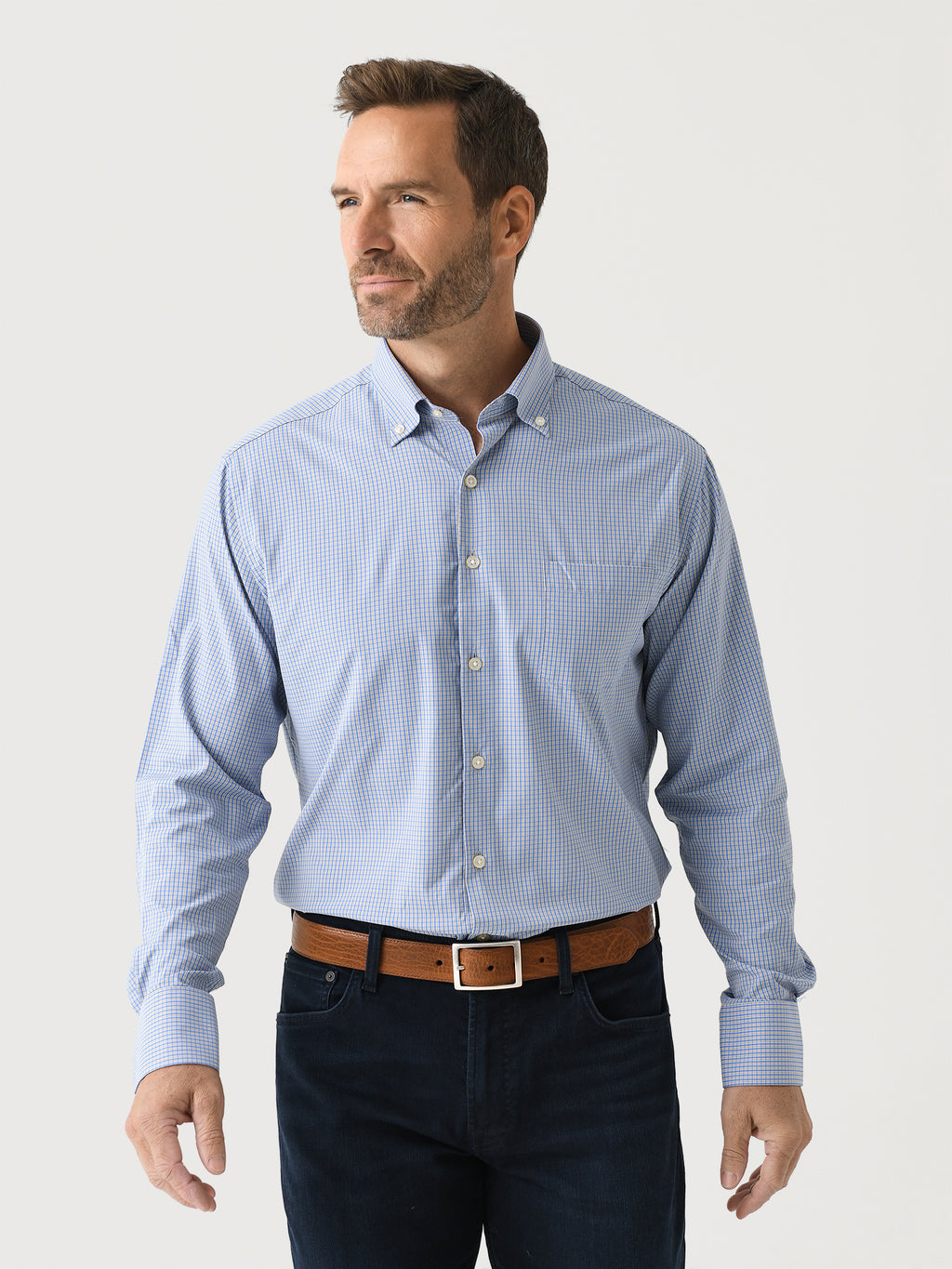 Peter Millar Crown Men's Barrie Performance Twill Sport Shirt - Saint Bernard