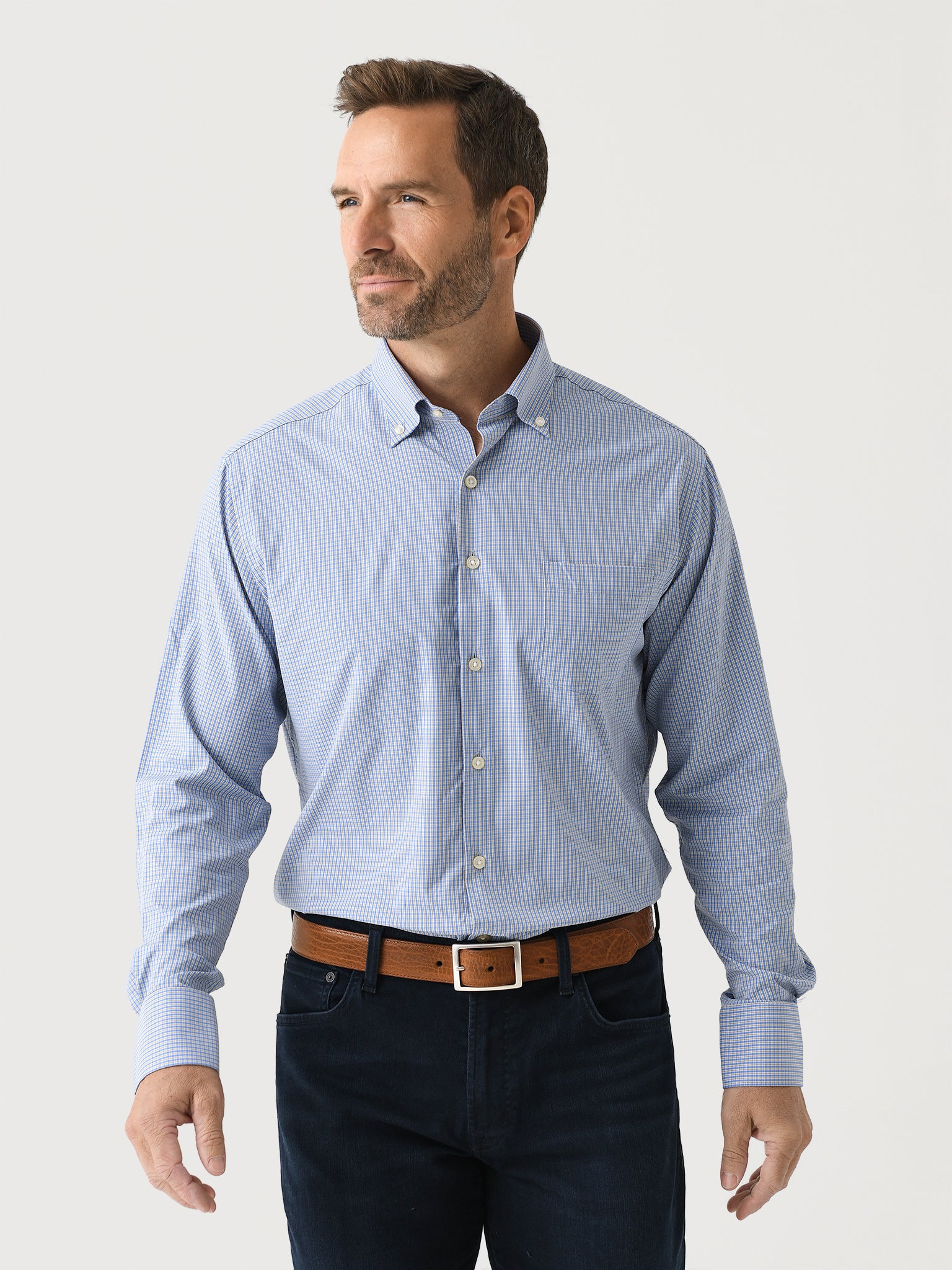 Peter Millar Crown Men's Barrie Performance Twill Sport Shirt - Saint Bernard