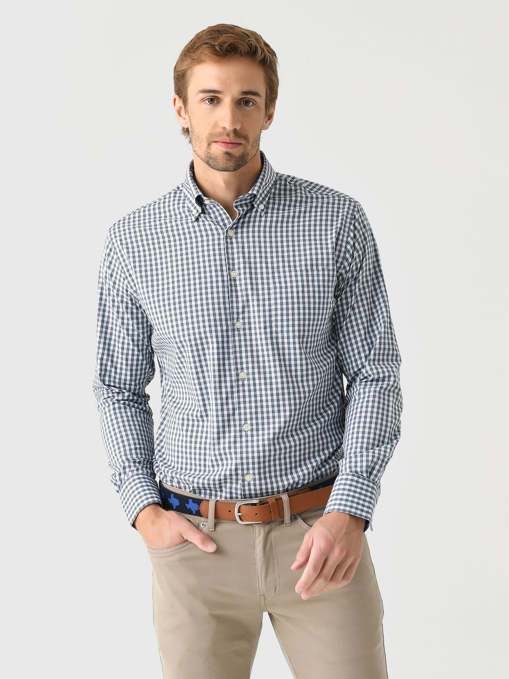 Peter Millar Crown Men's Prairie Performance Twill Sport Shirt - Saint Bernard