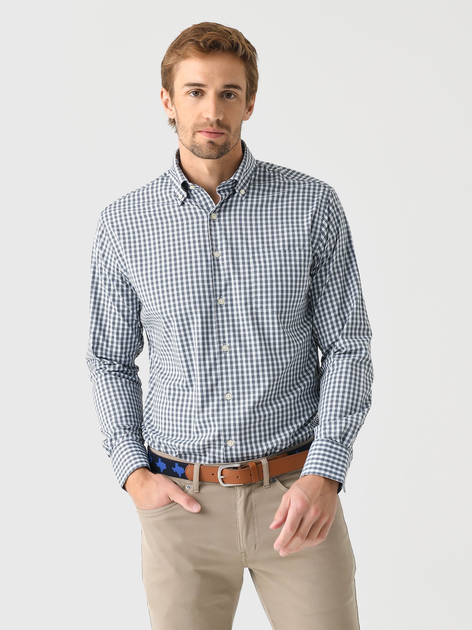 Peter Millar Crown Men's Prairie Performance Twill Sport Shirt - Saint Bernard