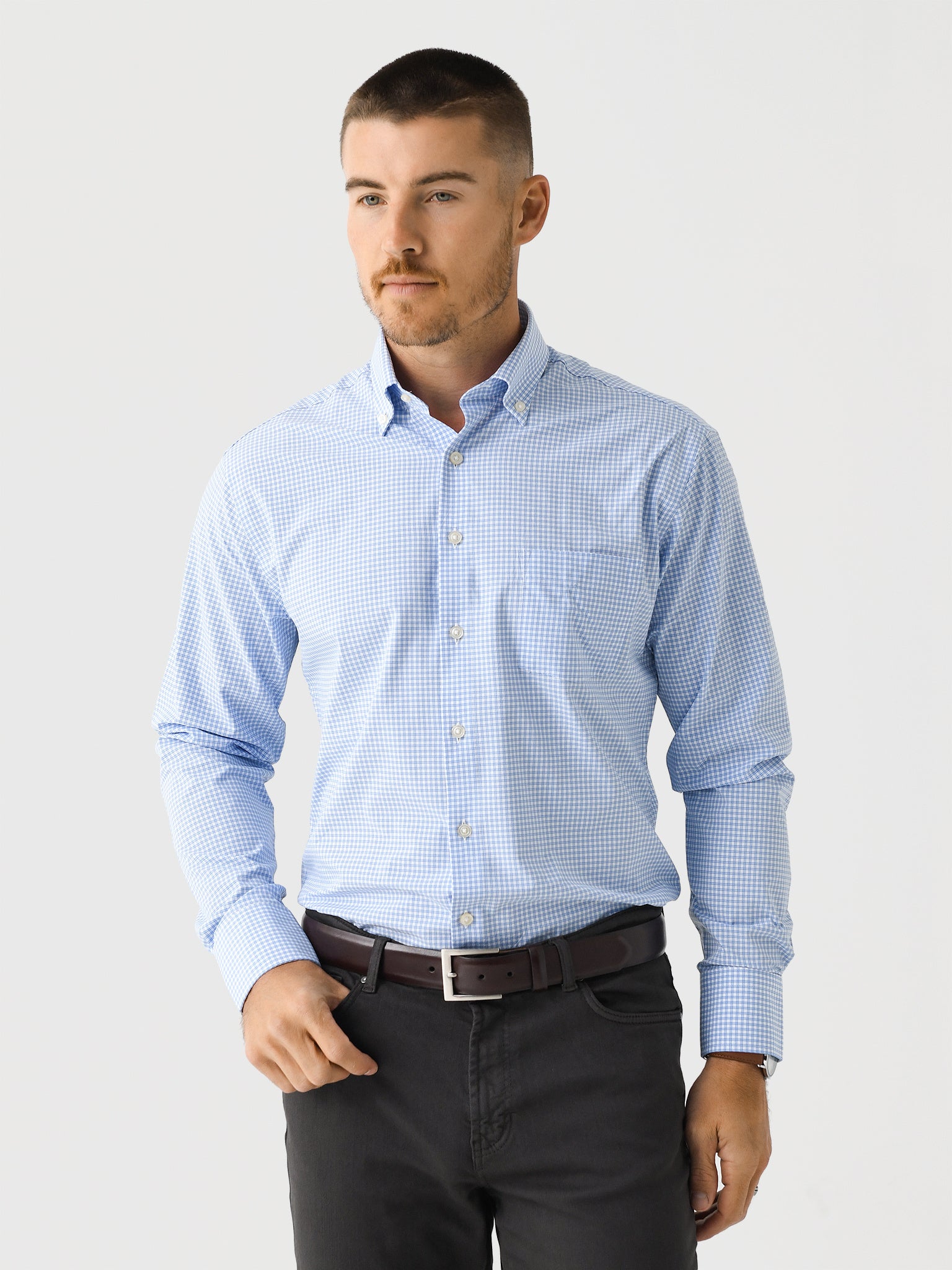 Peter Millar Crown Men's Cranbrook Performance Poplin Sport Shirt - Saint Bernard