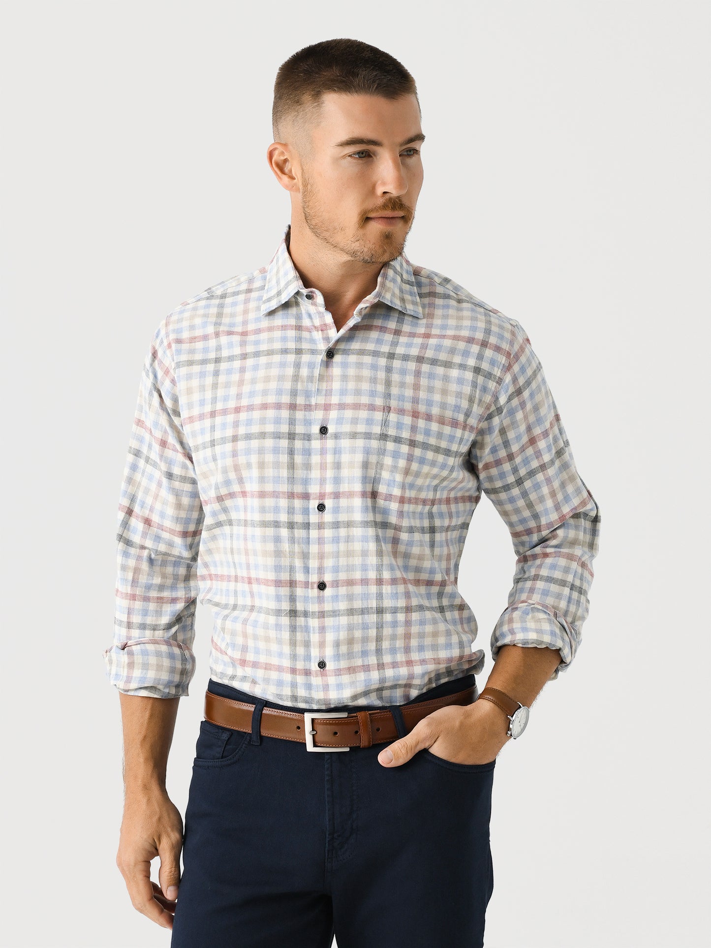 Peter Millar Crown Men's White Rock Cotton Sport Shirt - Saint Bernard