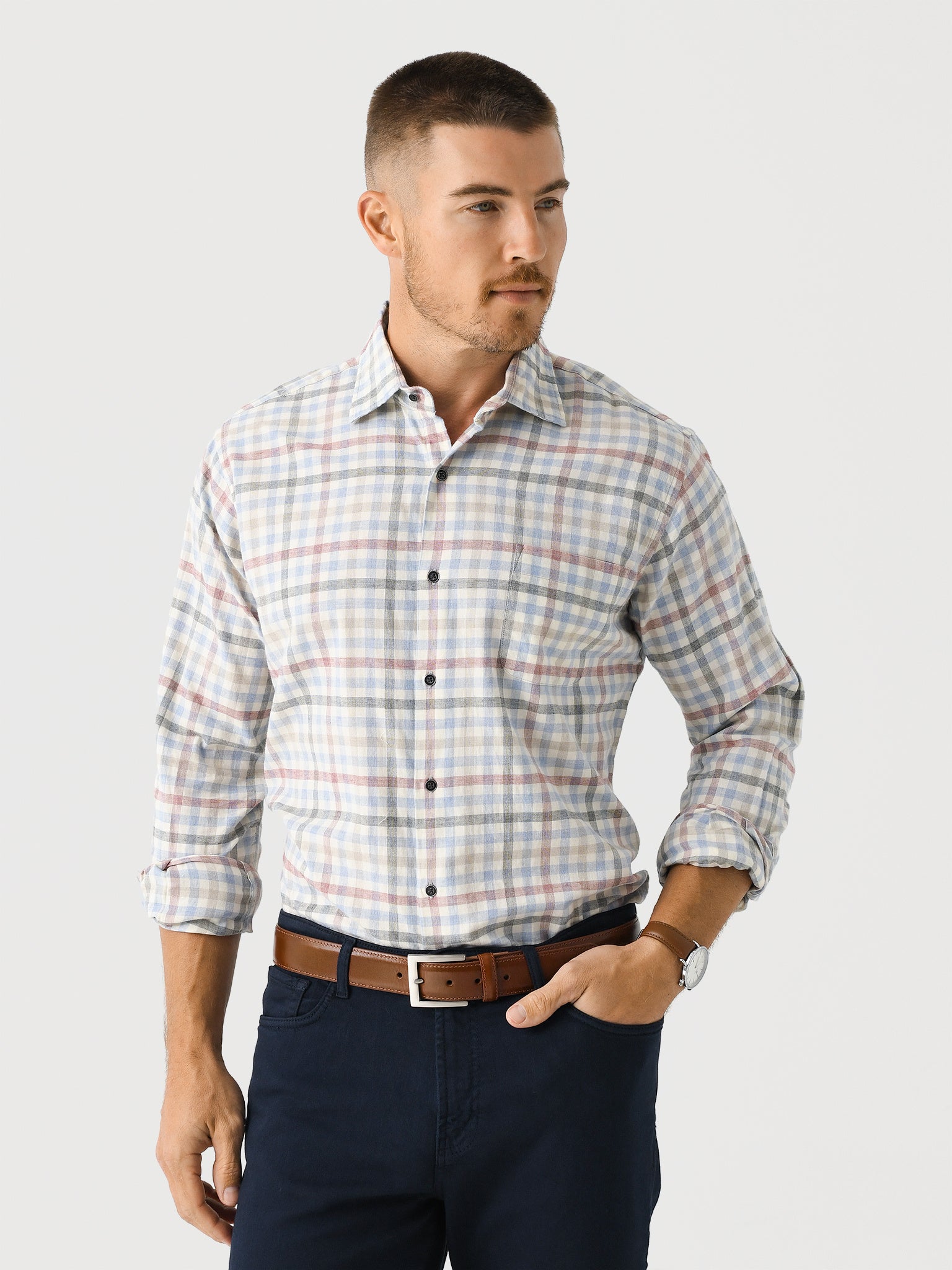 Peter Millar Crown Men's White Rock Cotton Sport Shirt - Saint Bernard