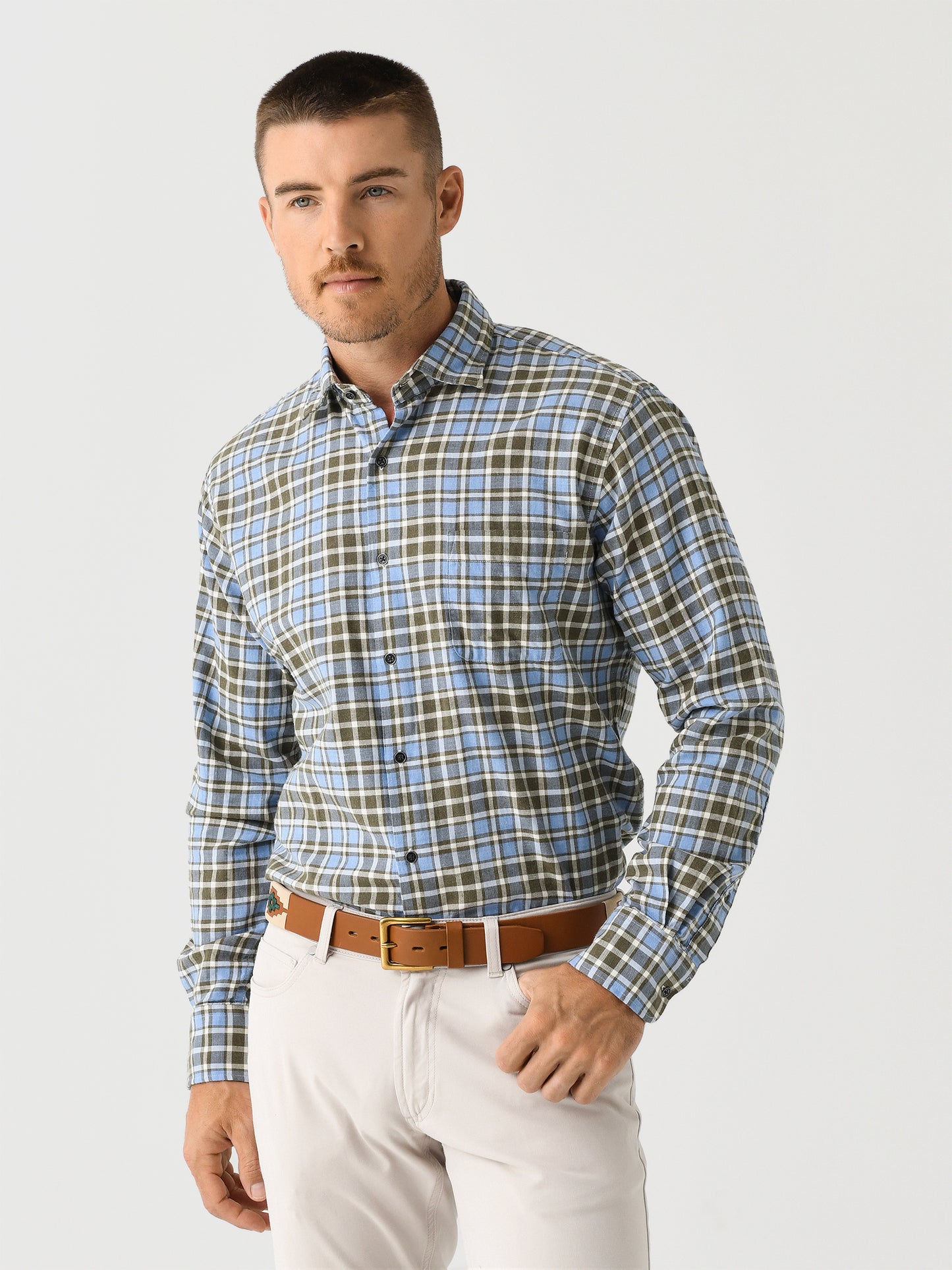 Peter Millar Crown Men's Whistler Cotton Sport Shirt - Saint Bernard