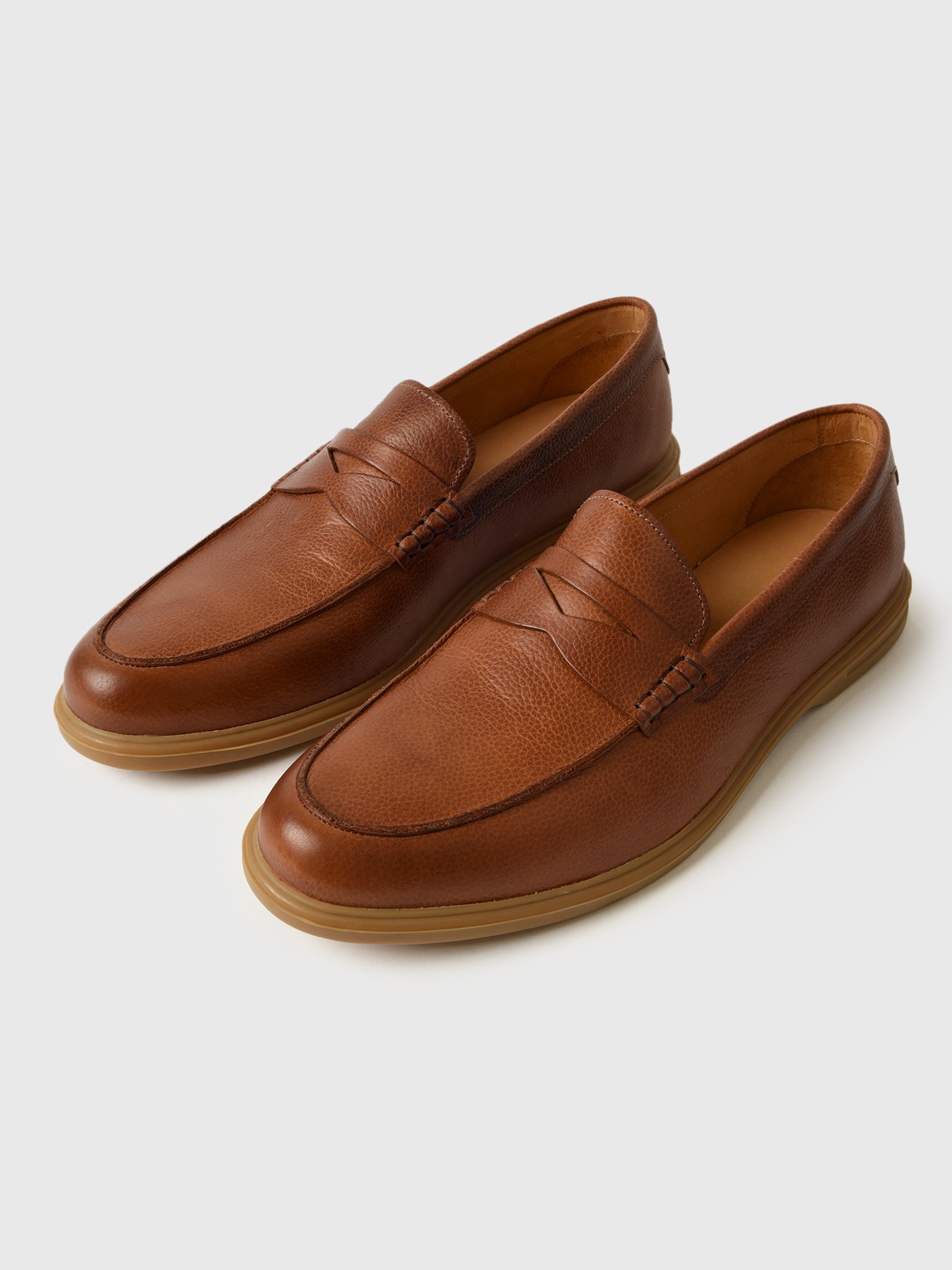 Peter Millar Crown Crafted Men's Excursionist Pebble Grain Penny Loafer - Saint Bernard