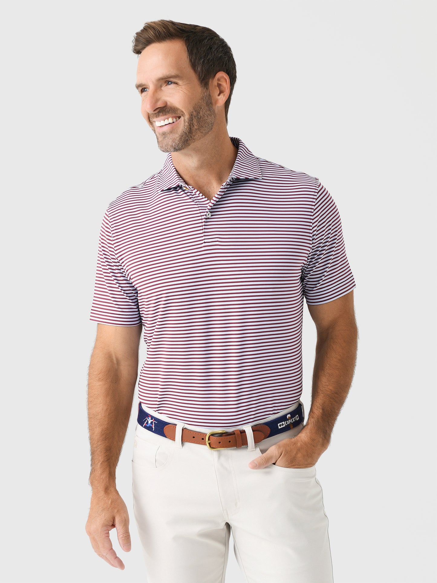 Peter Millar Crown Crafted Men's Sawyer Performance Jersey Polo - Saint Bernard