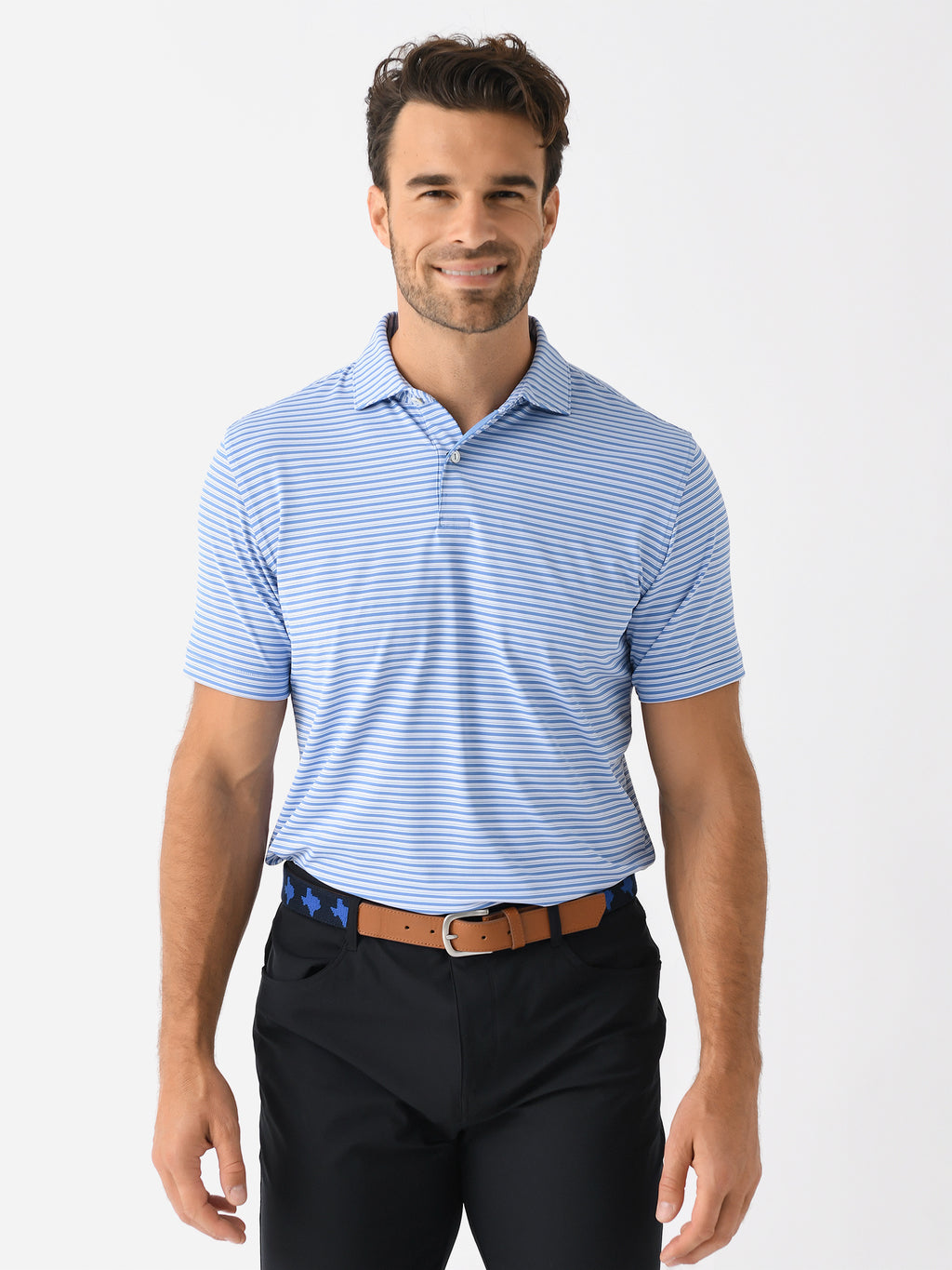 Peter Millar Crown Crafted Men's Bowen Performance Jersey Polo - Saint Bernard