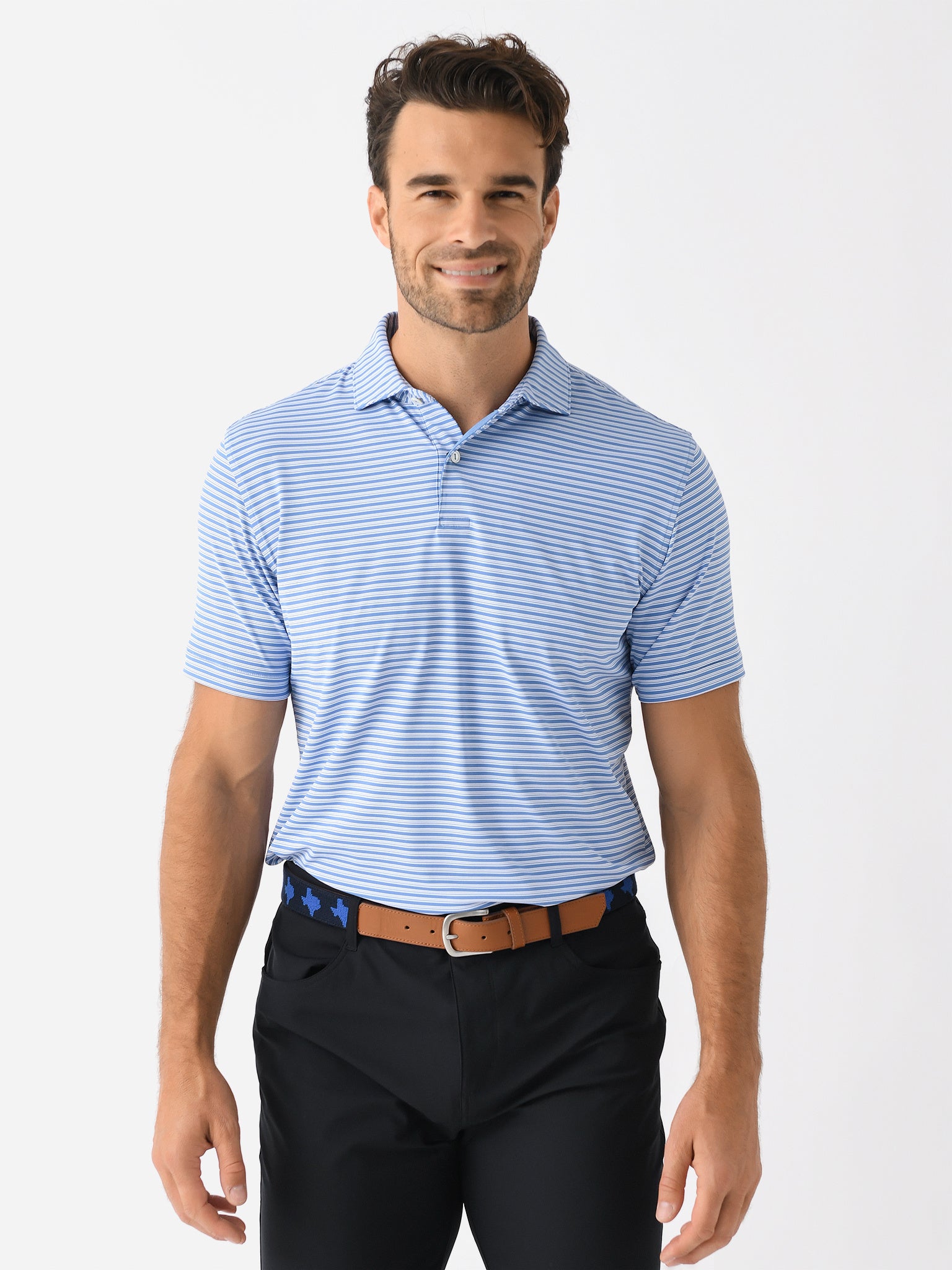 Peter Millar Crown Crafted Men's Bowen Performance Jersey Polo - Saint Bernard