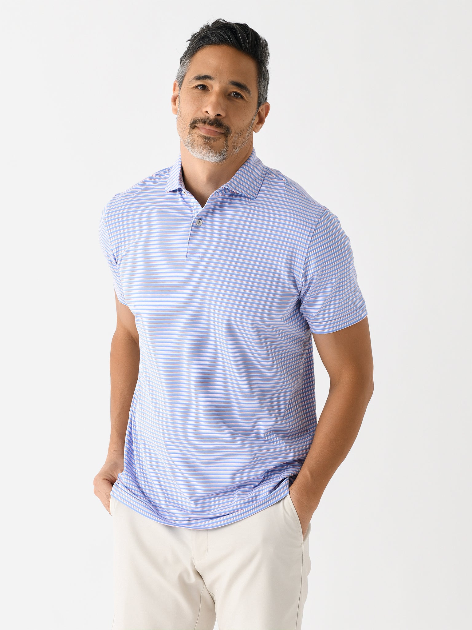 Peter Millar Crown Crafted Men's Bowen Performance Jersey Polo - Saint Bernard