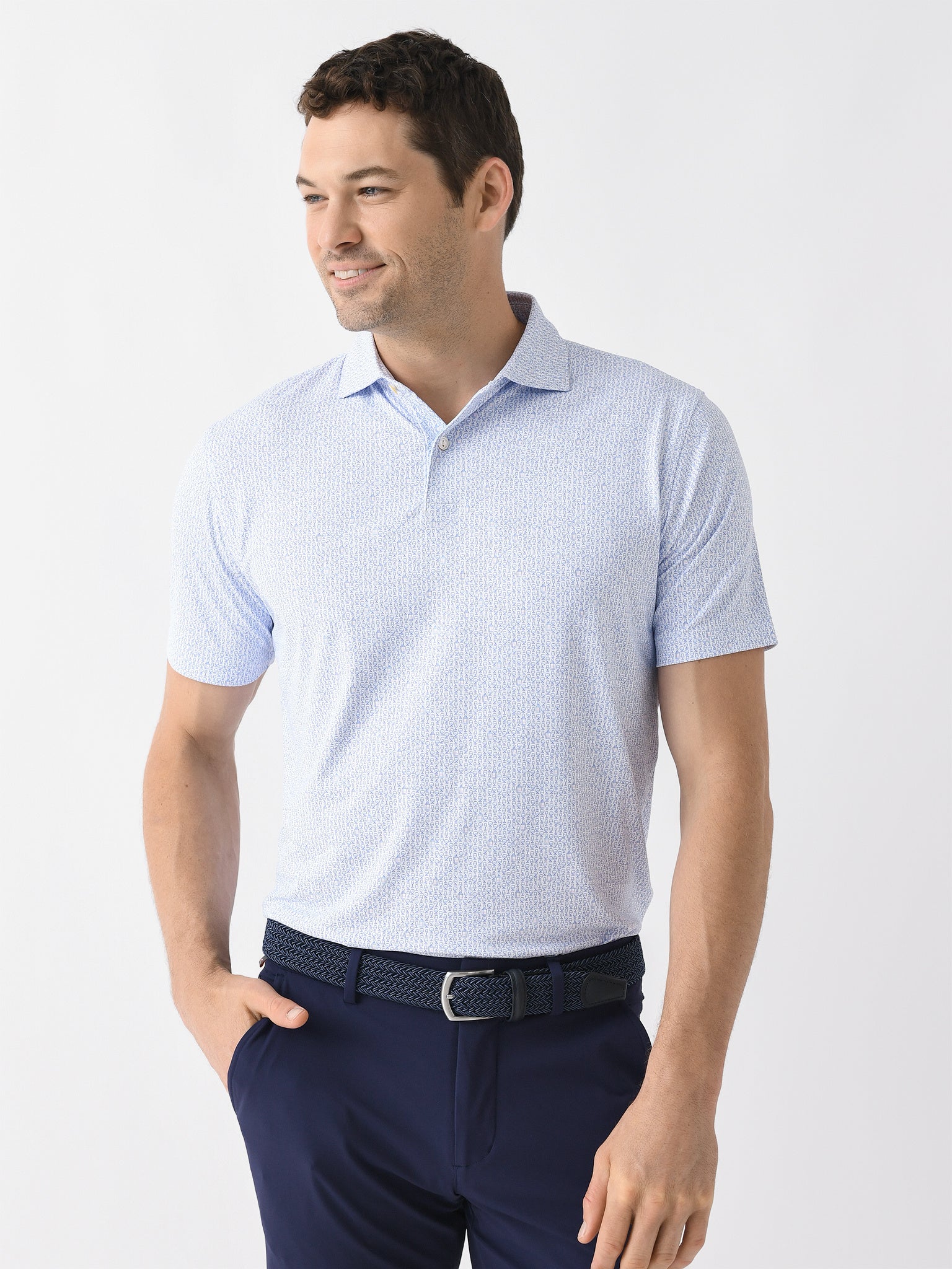 Peter Millar Crown Crafted Men's Nightcap Performance Jersey Polo - Saint Bernard