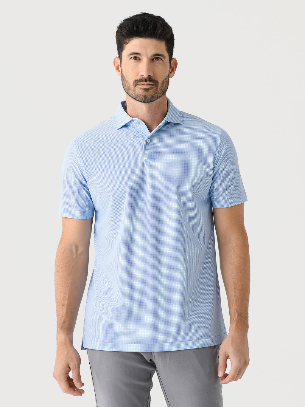 Peter Millar Crown Crafted Men's Checkers Performance Mesh Polo - Saint Bernard