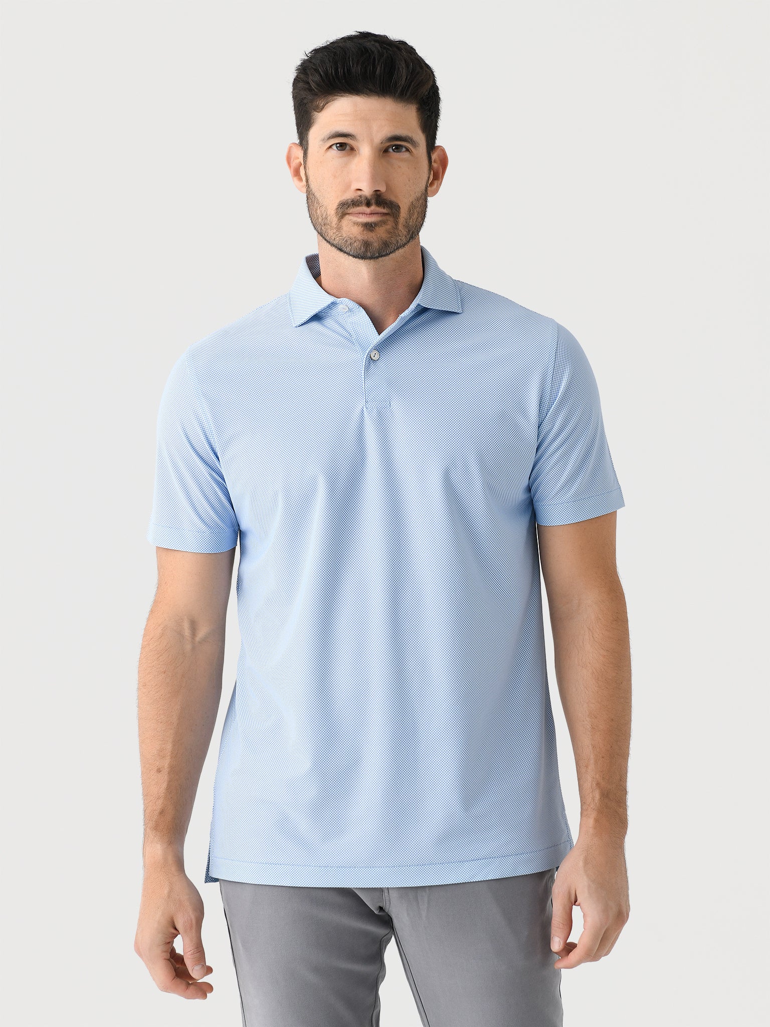 Peter Millar Crown Crafted Men's Checkers Performance Mesh Polo - Saint Bernard