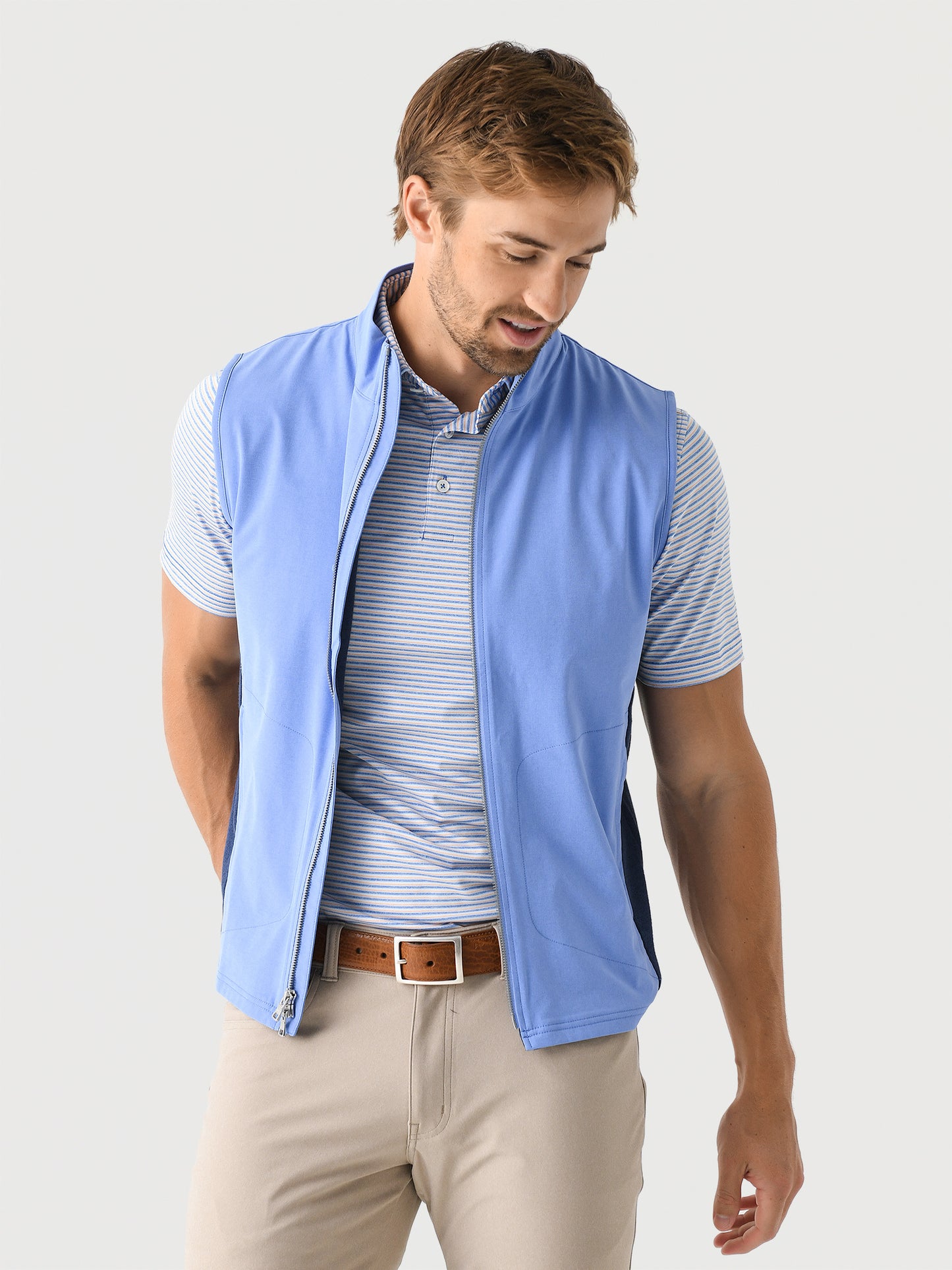 Peter Millar Crown Crafted Men's Solstice Performance Hybrid Full-Zip Vest