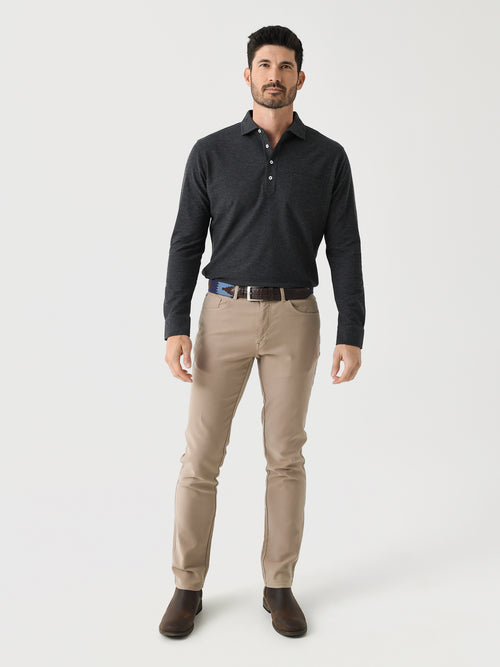 Peter Millar Crown Crafted Men's Ramble Long-Sleeve Cotton Cashmere Polo