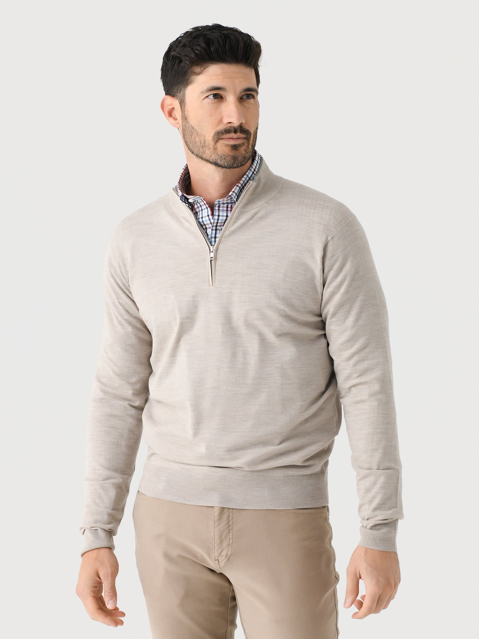 Peter Millar Crown Crafted Men's Excursionist Flex Quarter-Zip Sweater - Saint Bernard