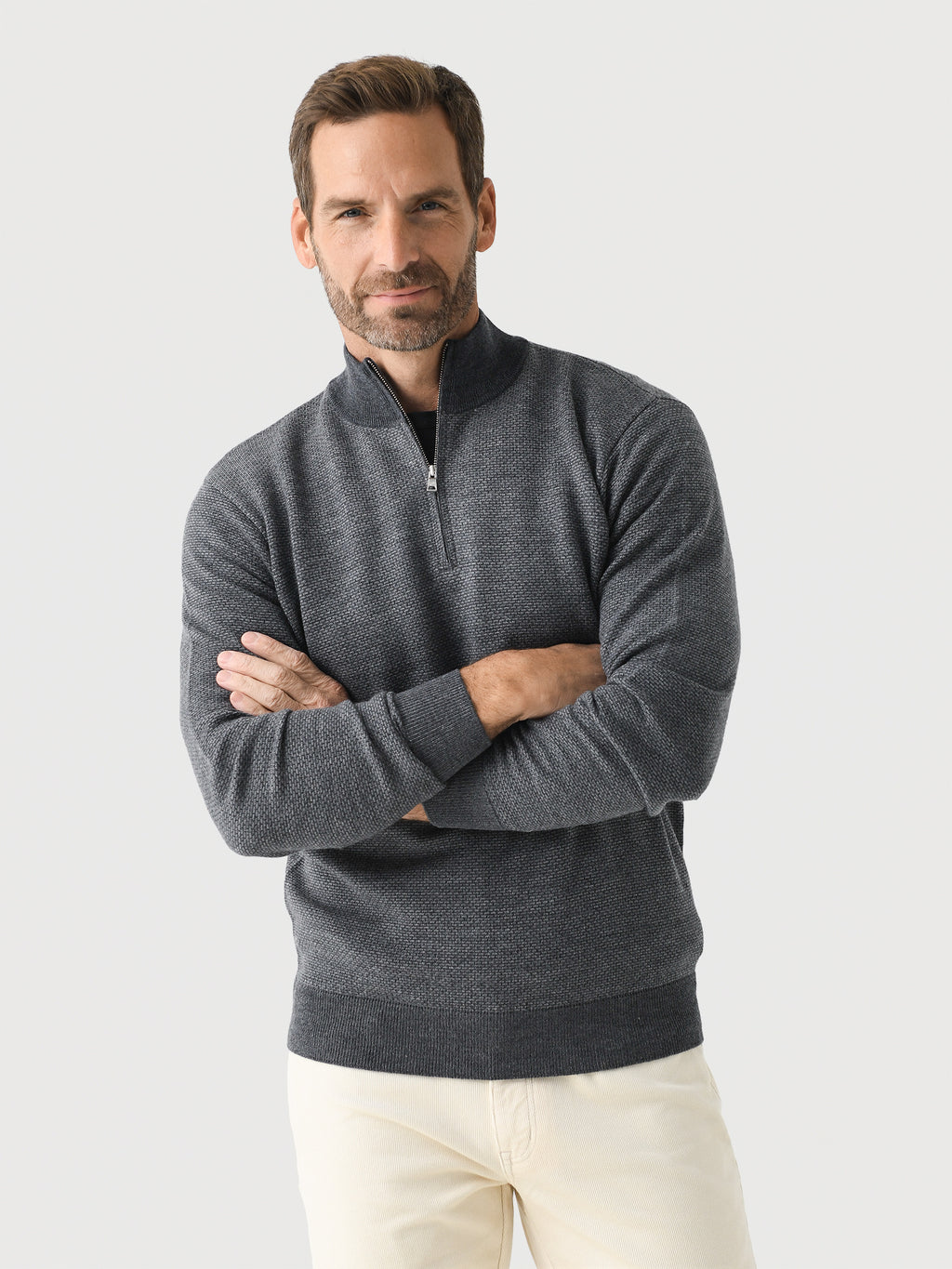 Peter Millar Crown Crafted Men's Ashland Quarter-Zip Sweater - Saint Bernard