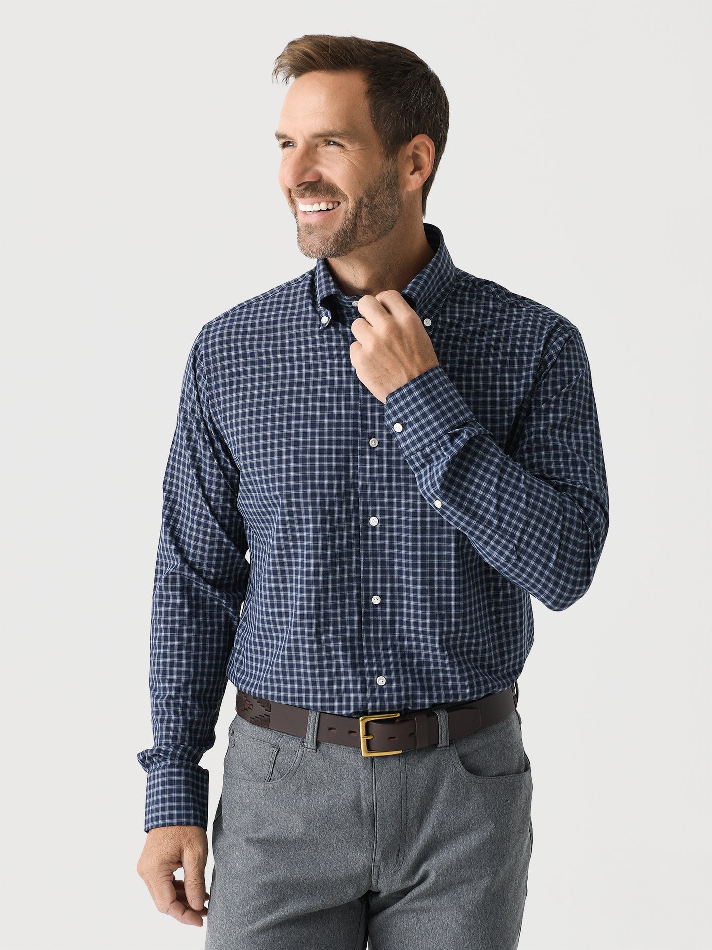Peter Millar Crown Crafted Men's Orton Performance Poplin Sport Shirt - Saint Bernard