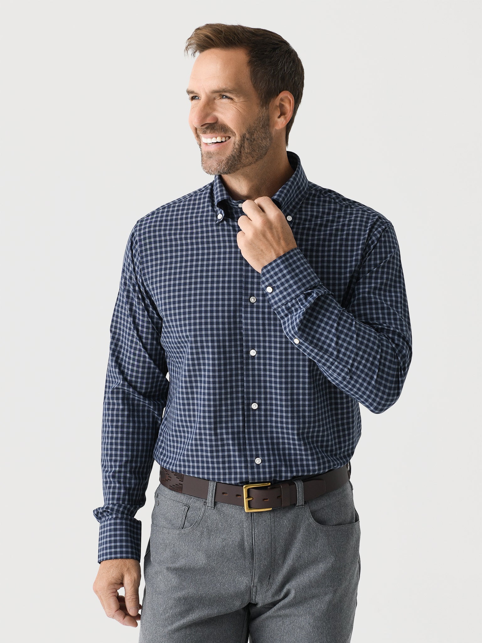 Peter Millar Crown Crafted Men's Orton Performance Poplin Sport Shirt - Saint Bernard