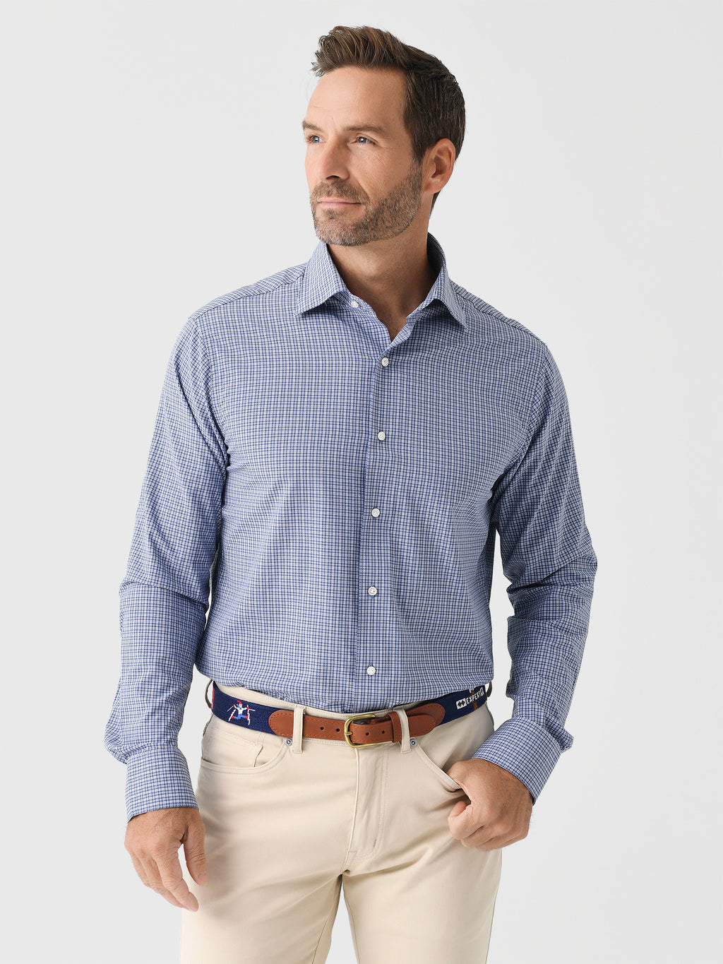 Peter Millar Crown Crafted Men's Wicklow Performance Poplin Sport Shirt - Saint Bernard