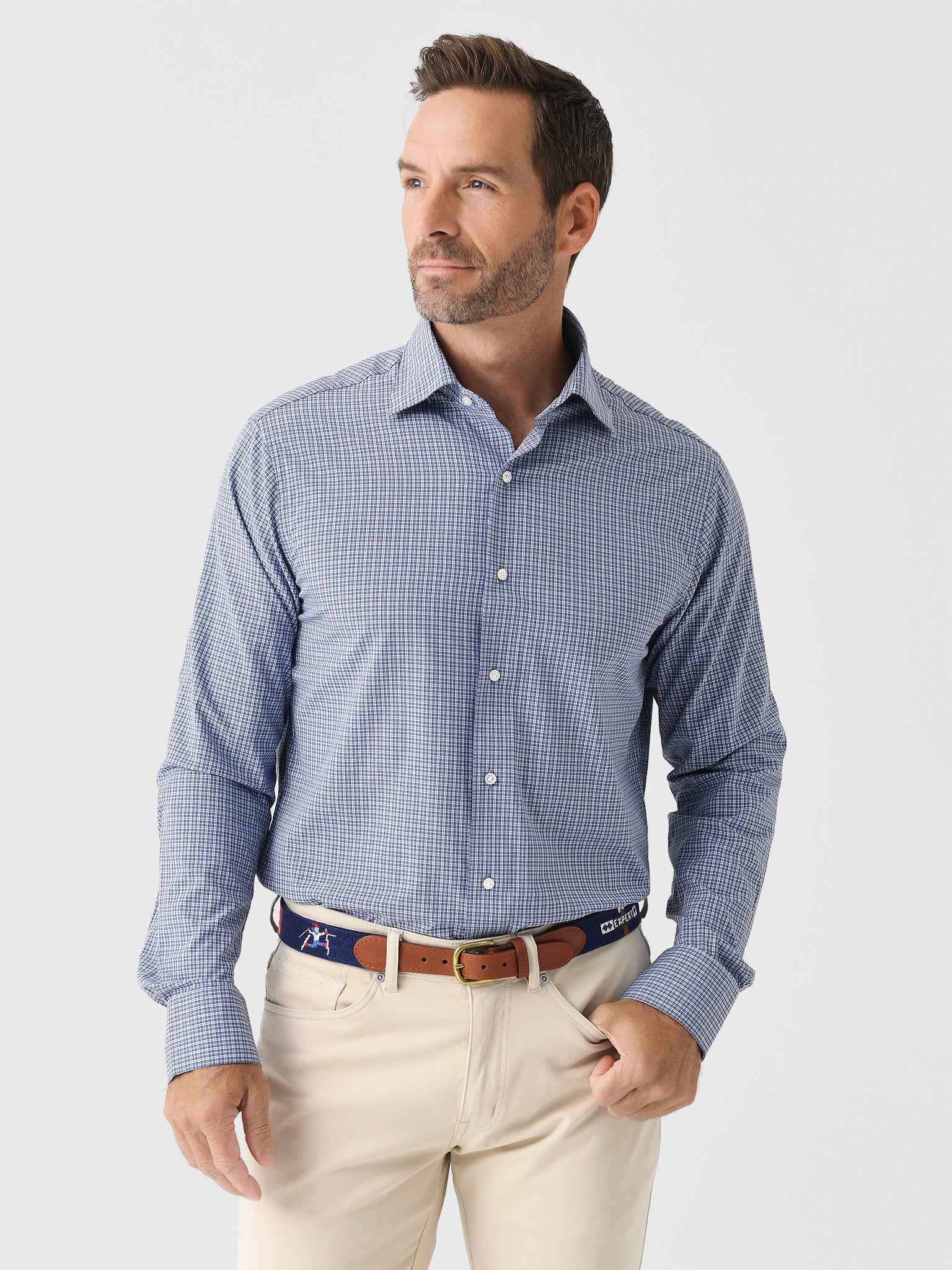 Peter Millar Crown Crafted Men's Wicklow Performance Poplin Sport Shirt - Saint Bernard