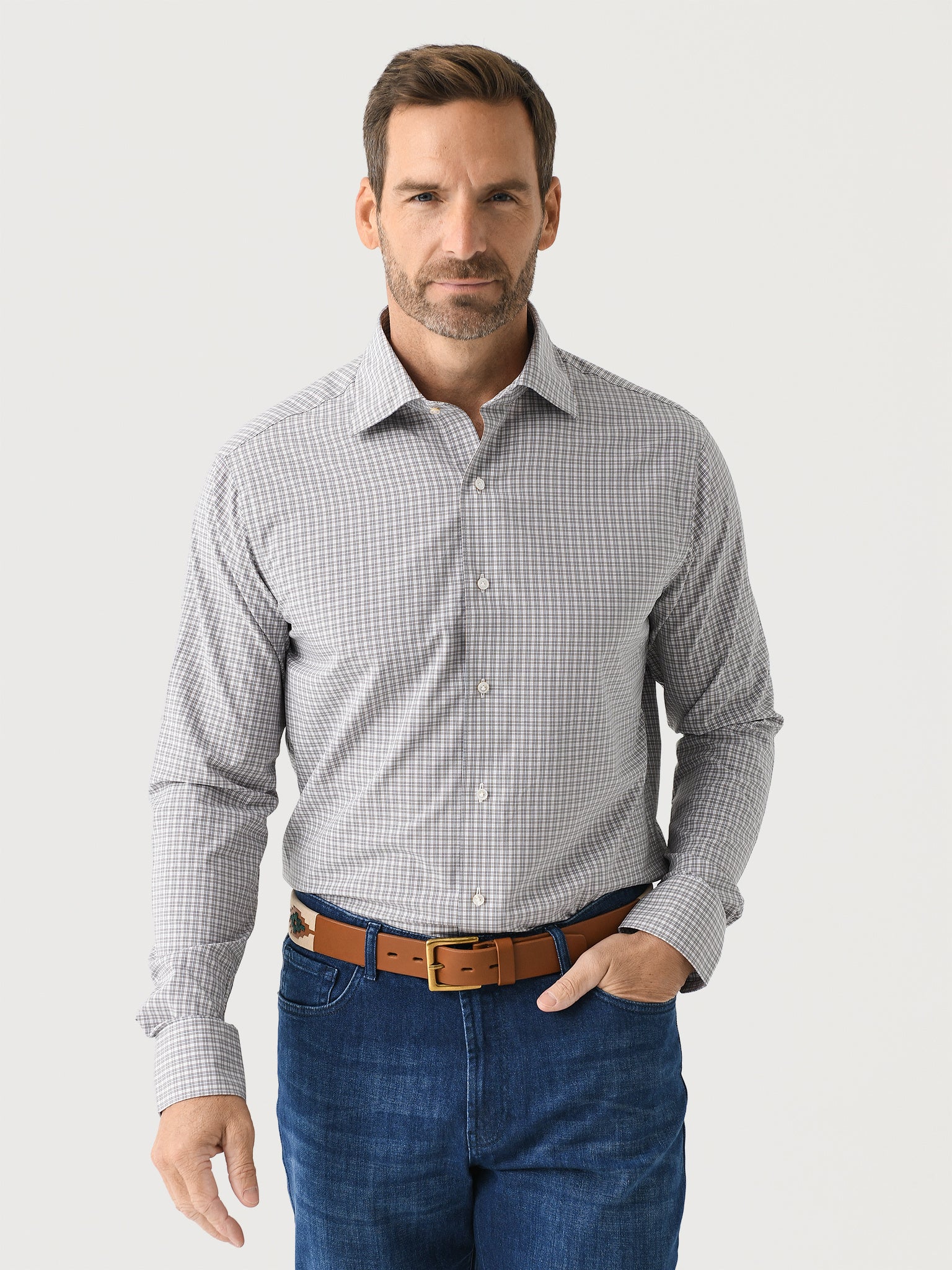 Peter Millar Crown Crafted Men's Wicklow Performance Poplin Sport Shirt - Saint Bernard