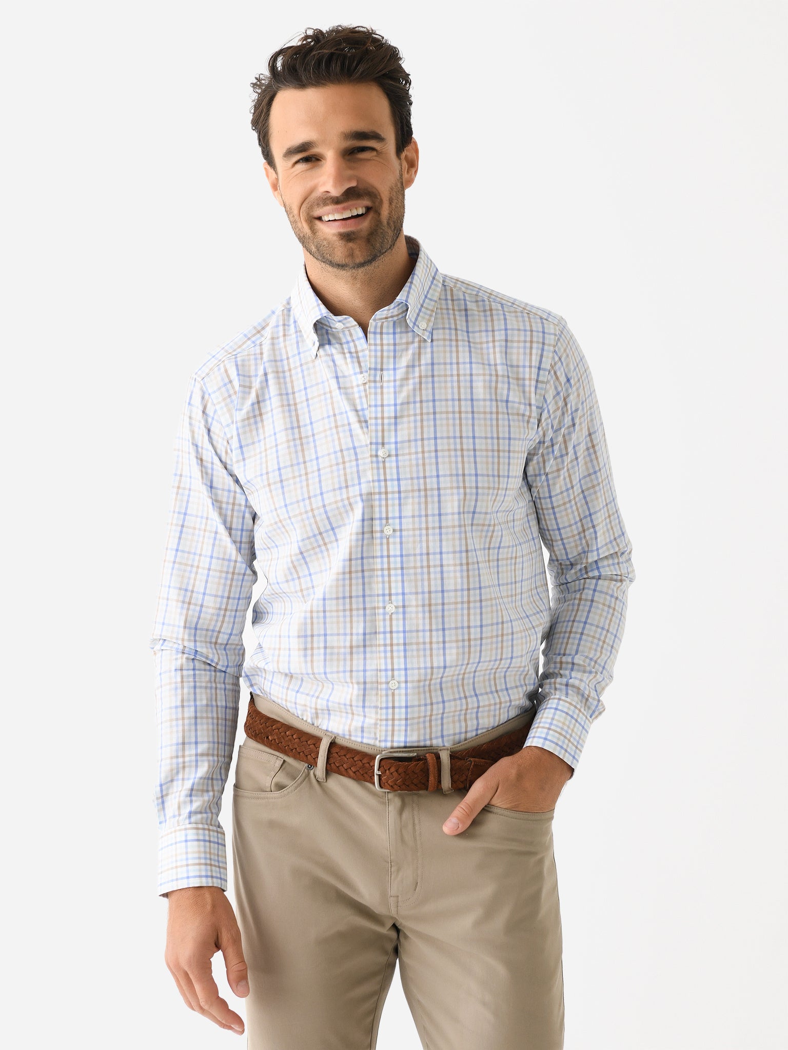Peter Millar Crown Crafted Men's Brighton Cotton Sport Shirt - Saint Bernard