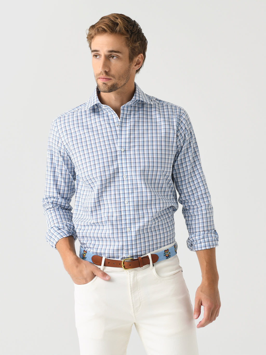 Peter Millar Crown Crafted Men's Howgill Cotton Sport Shirt - Saint Bernard