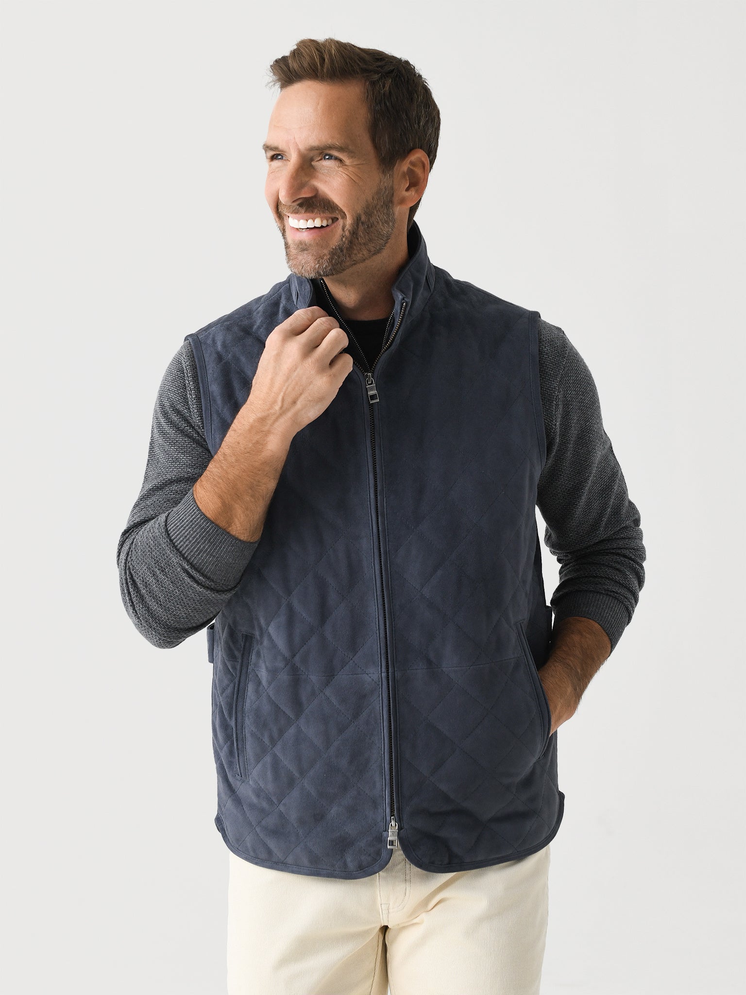 Peter Millar Crown Men's Essex Suede Vest - Saint Bernard