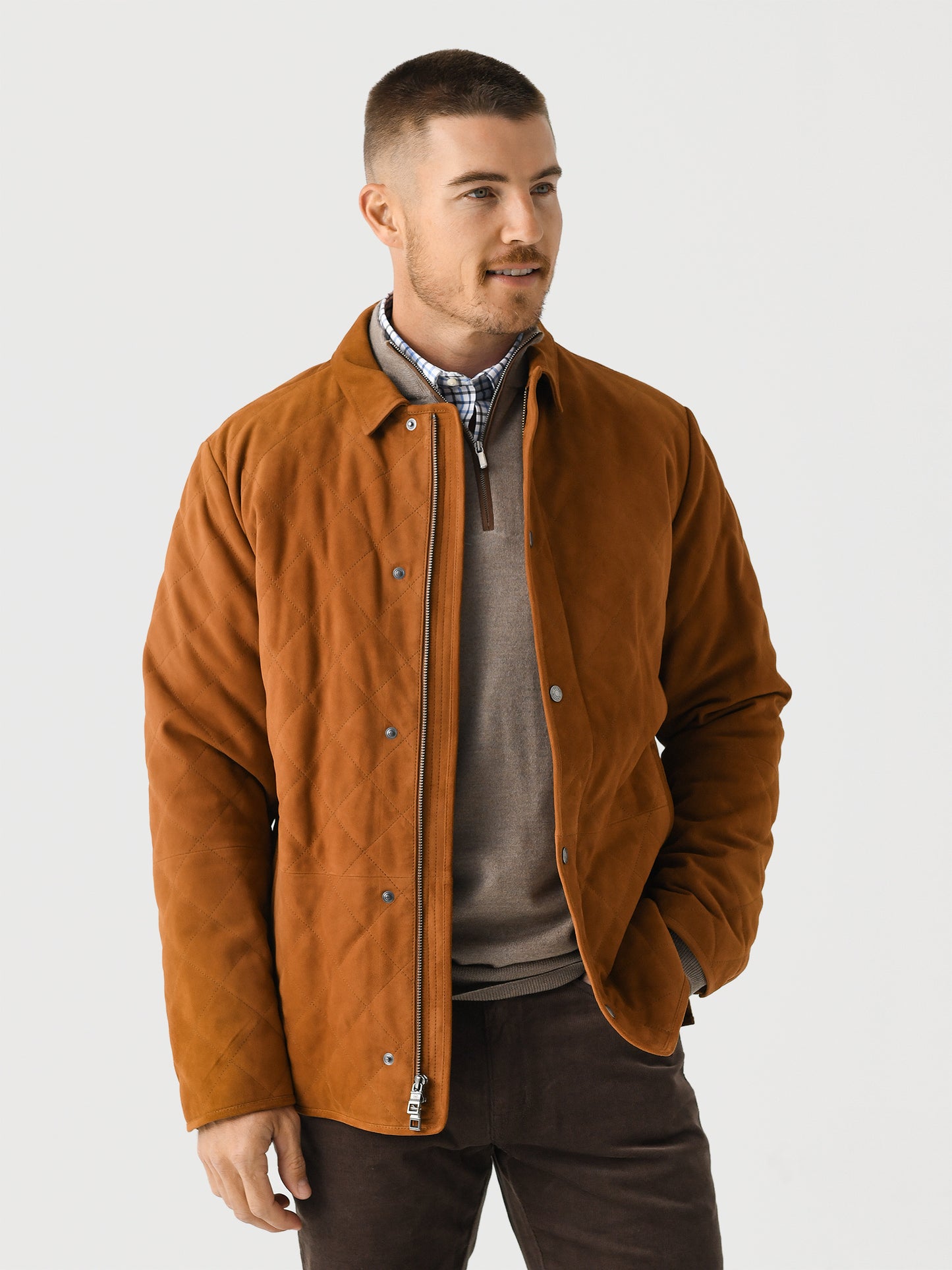 Peter Millar Crown Men's Suffolk Suede Coat - Saint Bernard