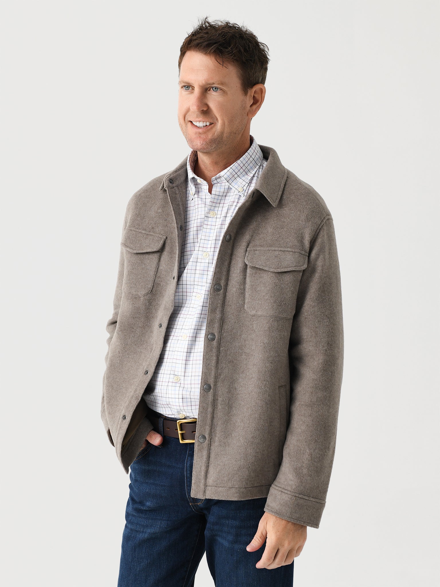 Peter Millar Crown Men's Flex Fleece Shirt Jacket - Saint Bernard