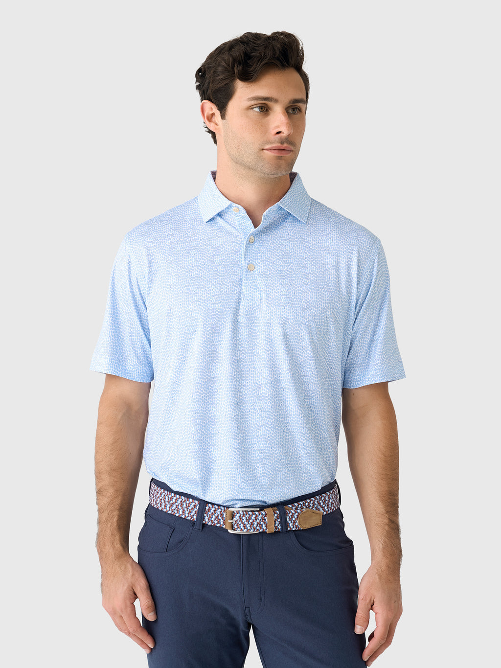 Peter Millar Crown Sport Men's Oyster Shooter Performance Jersey Polo - Saint Bernard