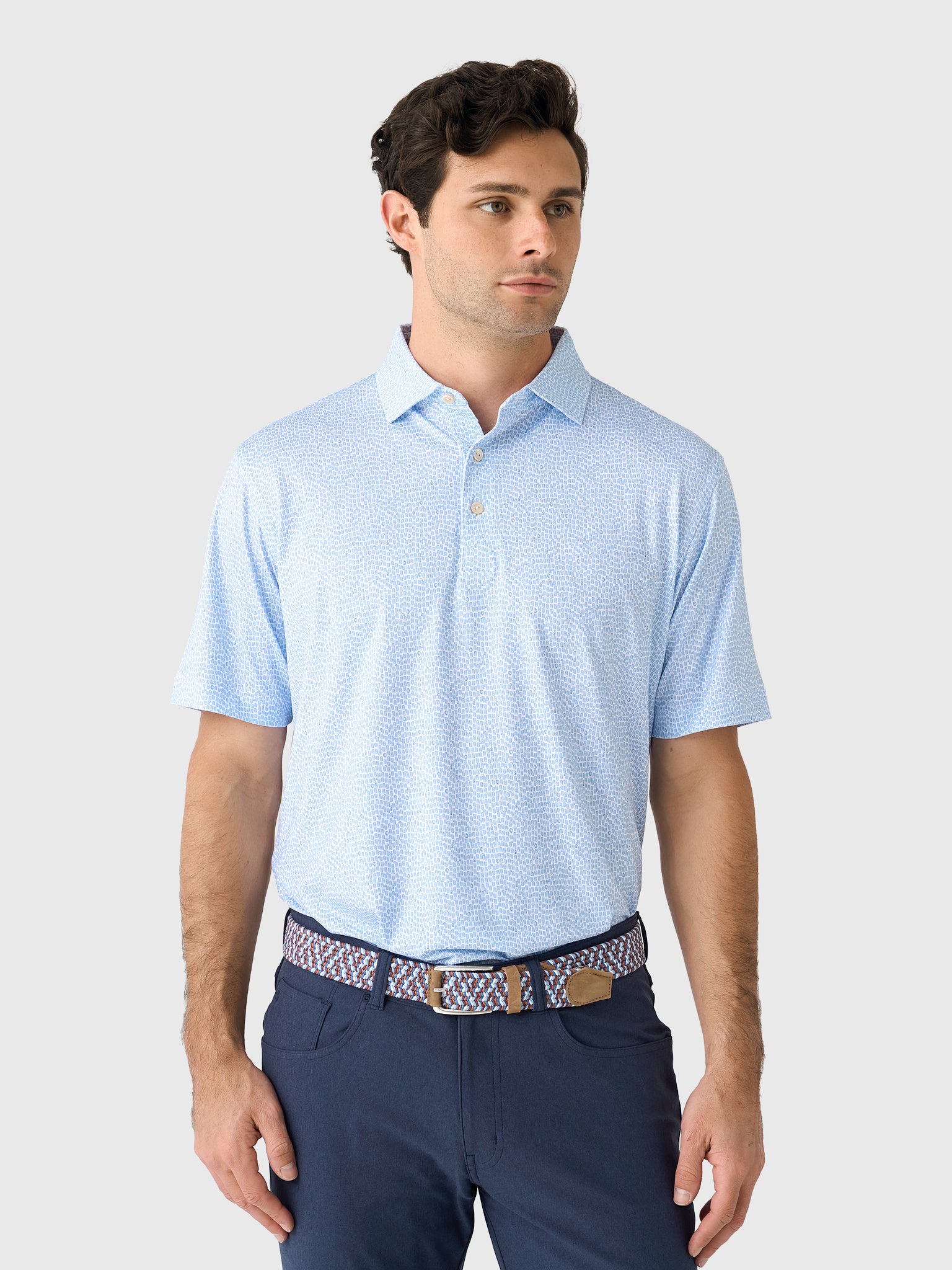 Peter Millar Crown Sport Men's Oyster Shooter Performance Jersey Polo - Saint Bernard