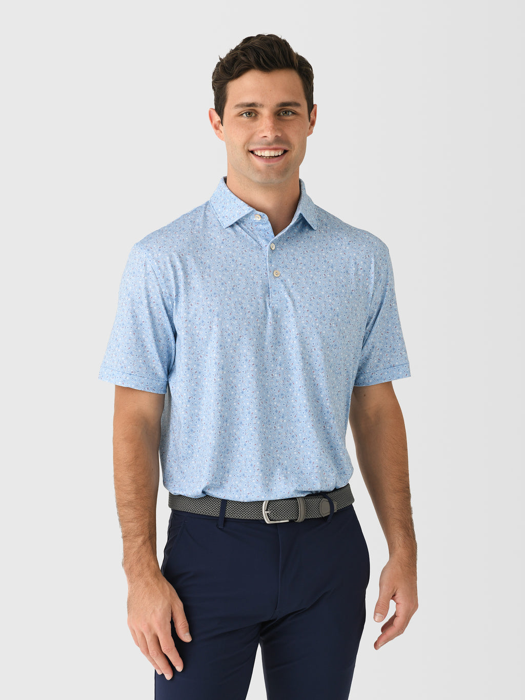 Peter Millar Crown Sport Men's Day Of The Dead Performance Jersey Polo - Saint Bernard