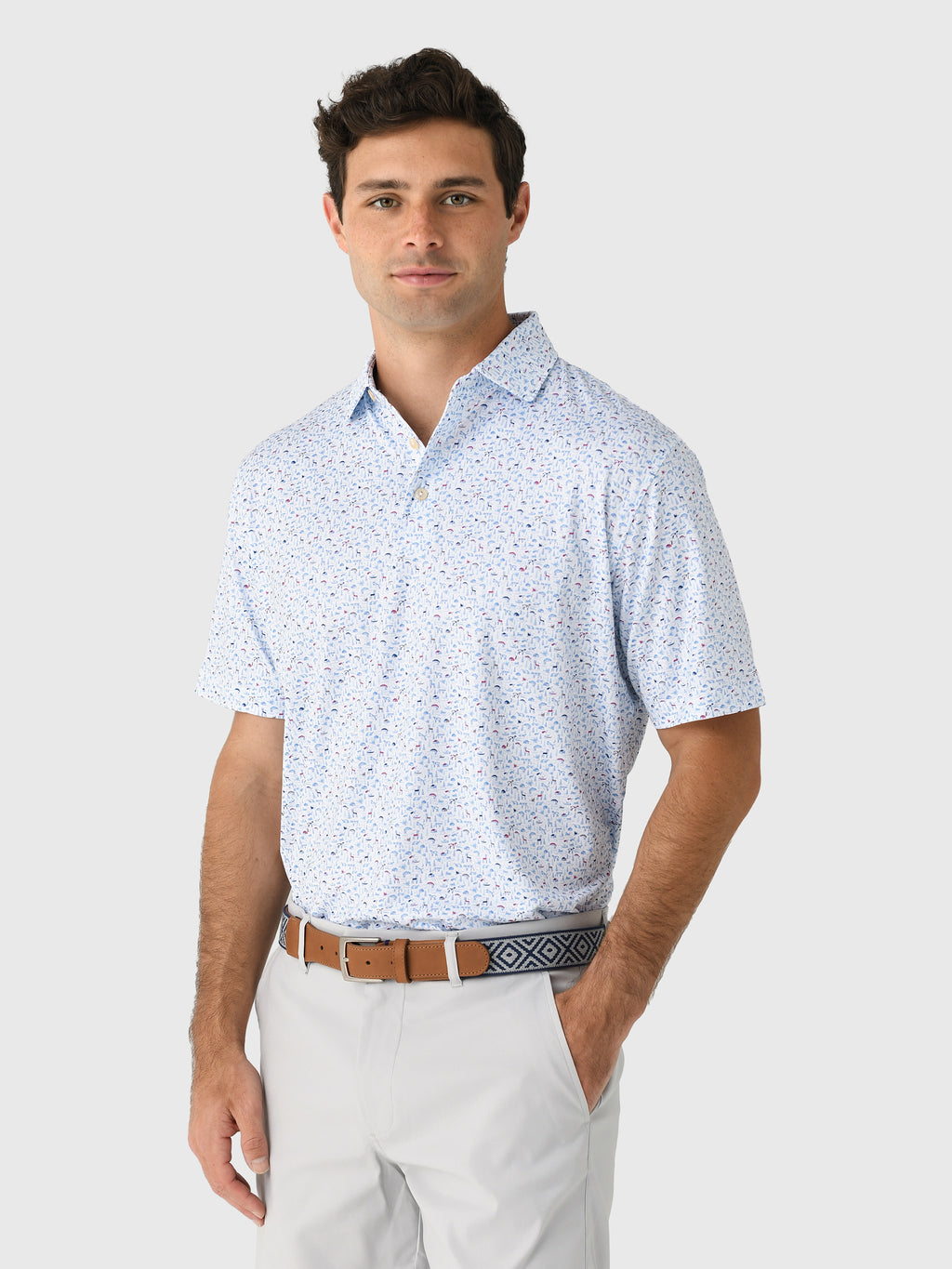 Peter Millar Crown Sport Men's On The Hunt Performance Jersey Polo - Saint Bernard