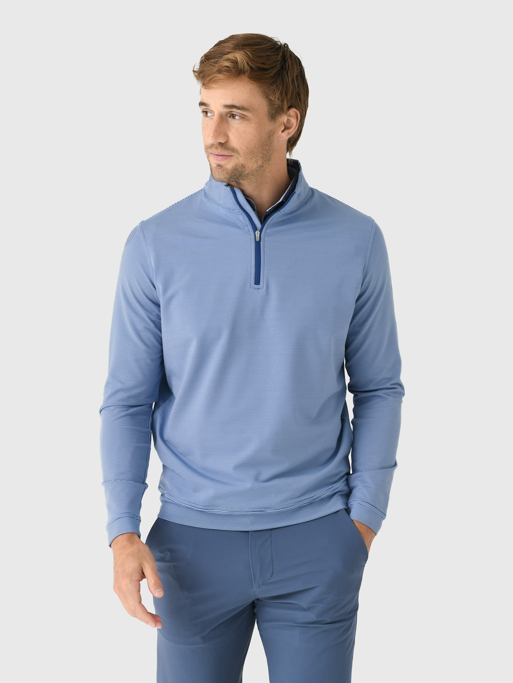 Peter Millar Crown Sport Men's Perth Sugar Stripe Performance Quarter-Zip - Saint Bernard