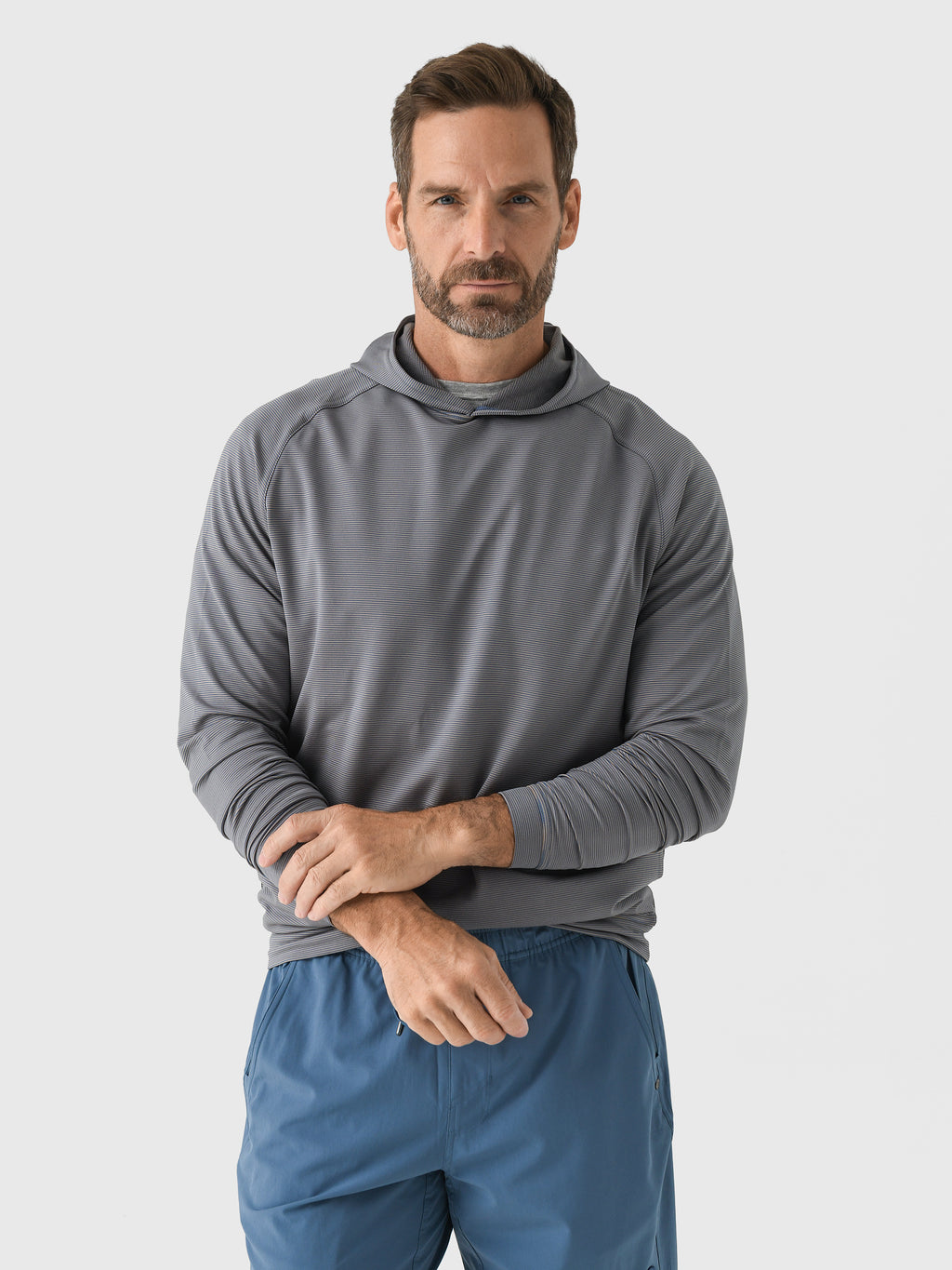 Peter Millar Crown Sport Men's Pine Sugar Stripe Performance Hoodie - Saint Bernard