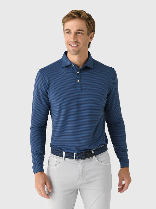 Peter Millar Crown Sport Men's Lyons Performance Jersey Long-Sleeve Polo