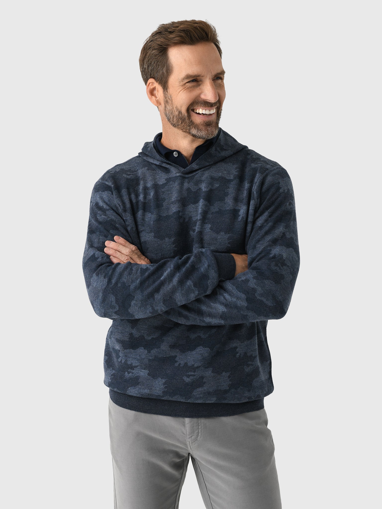 Peter Millar Crown Men's Reversible Camo Popover Hoodie - Saint Bernard