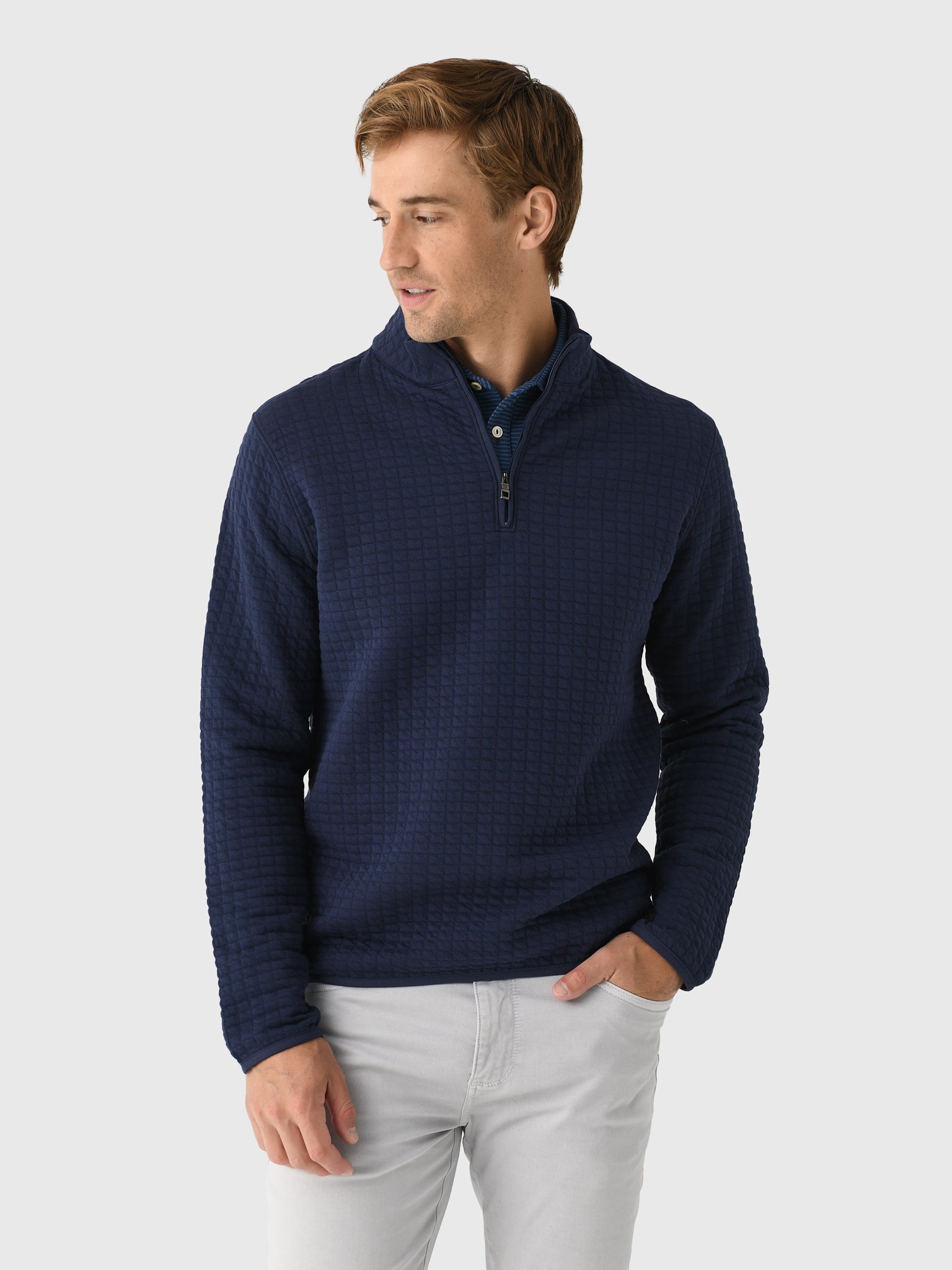 Peter Millar Crown Men's Quad Quilted Quarter-Zip - Saint Bernard