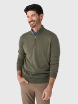 Peter Millar Crown Men's Autumn Crest Suede Trim Quarter-Zip - Saint Bernard