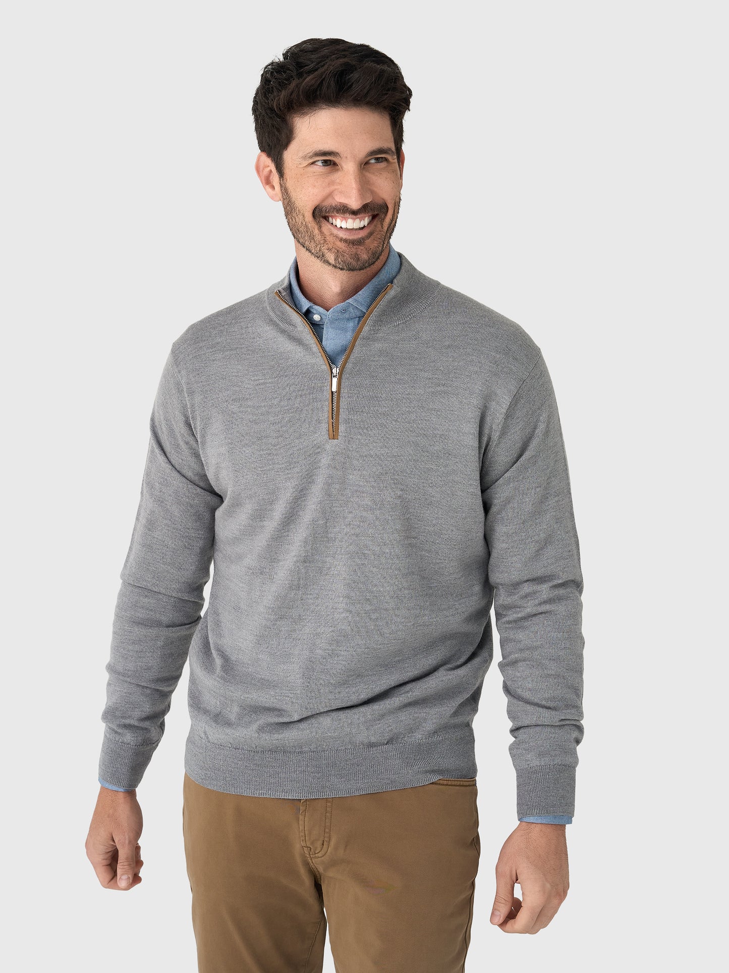 Peter Millar Crown Men's Autumn Crest Suede Trim Quarter-Zip - Saint Bernard