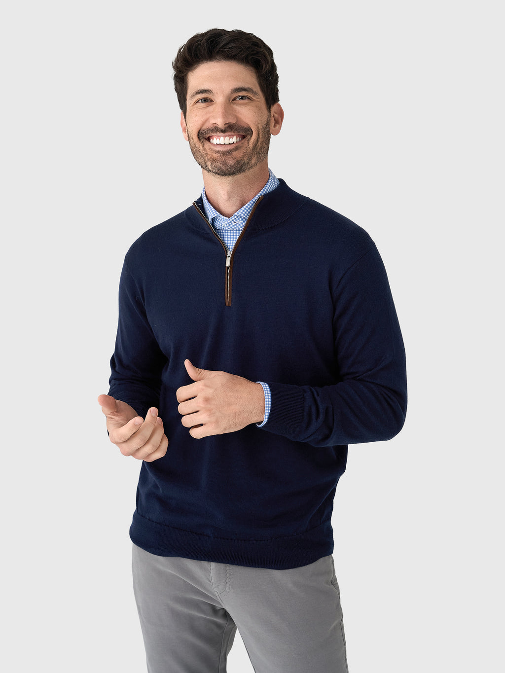 Peter Millar Crown Men's Autumn Crest Suede Trim Quarter-Zip - Saint Bernard
