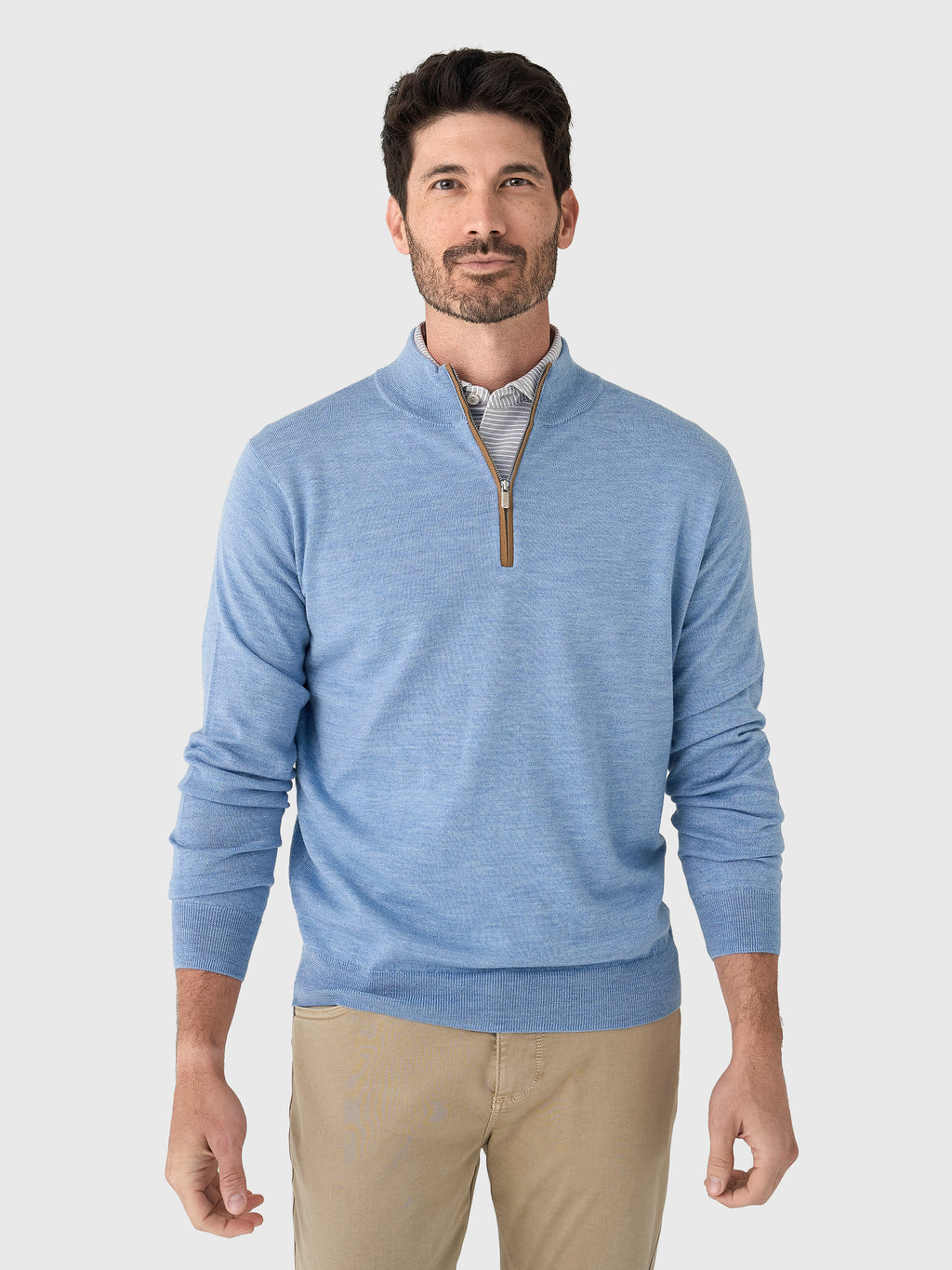 Peter Millar Crown Men's Autumn Crest Suede Trim Quarter-Zip - Saint Bernard
